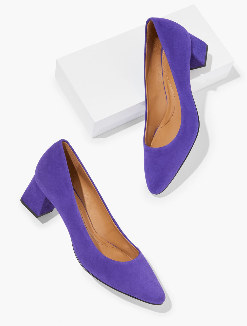 BRILLIANT PURPLE KAYLA SUEDE BLOCK HEEL PUMPS | Talbots US