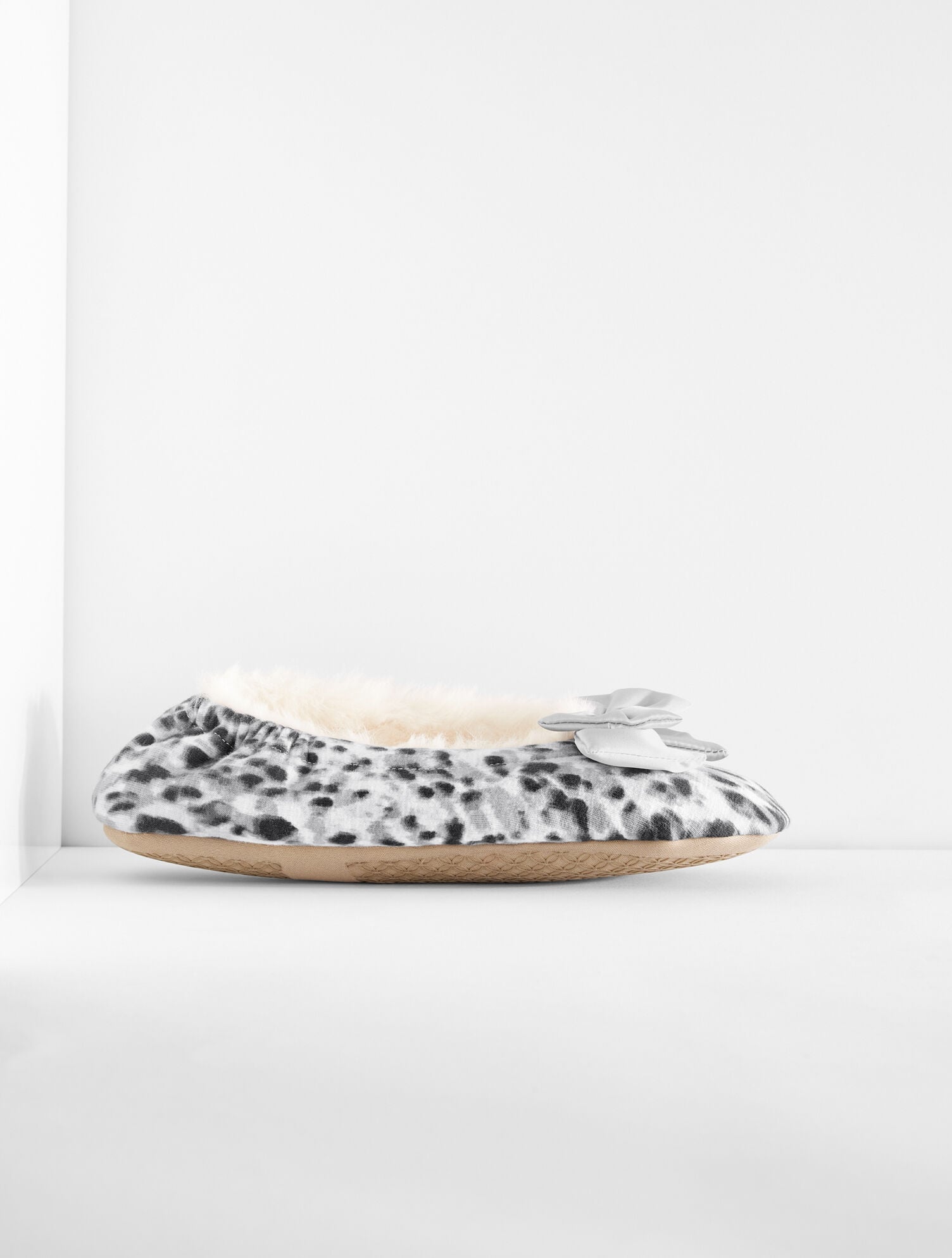 LIGHT GREY MULTI LENA BOW SLIPPERS - SWIRLY ANIMAL | Talbots US