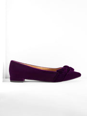 BRILLIANT PURPLE PORTIA BOW VELVET FLATS | Talbots US
