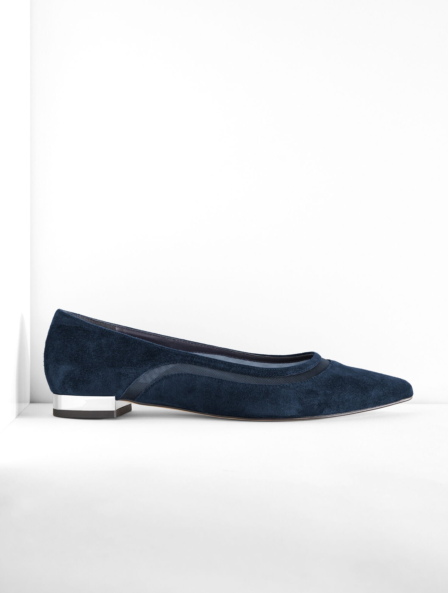 BLACK|INDIGO BLUE PORTIA MESH SUEDE FLATS | Talbots on sale