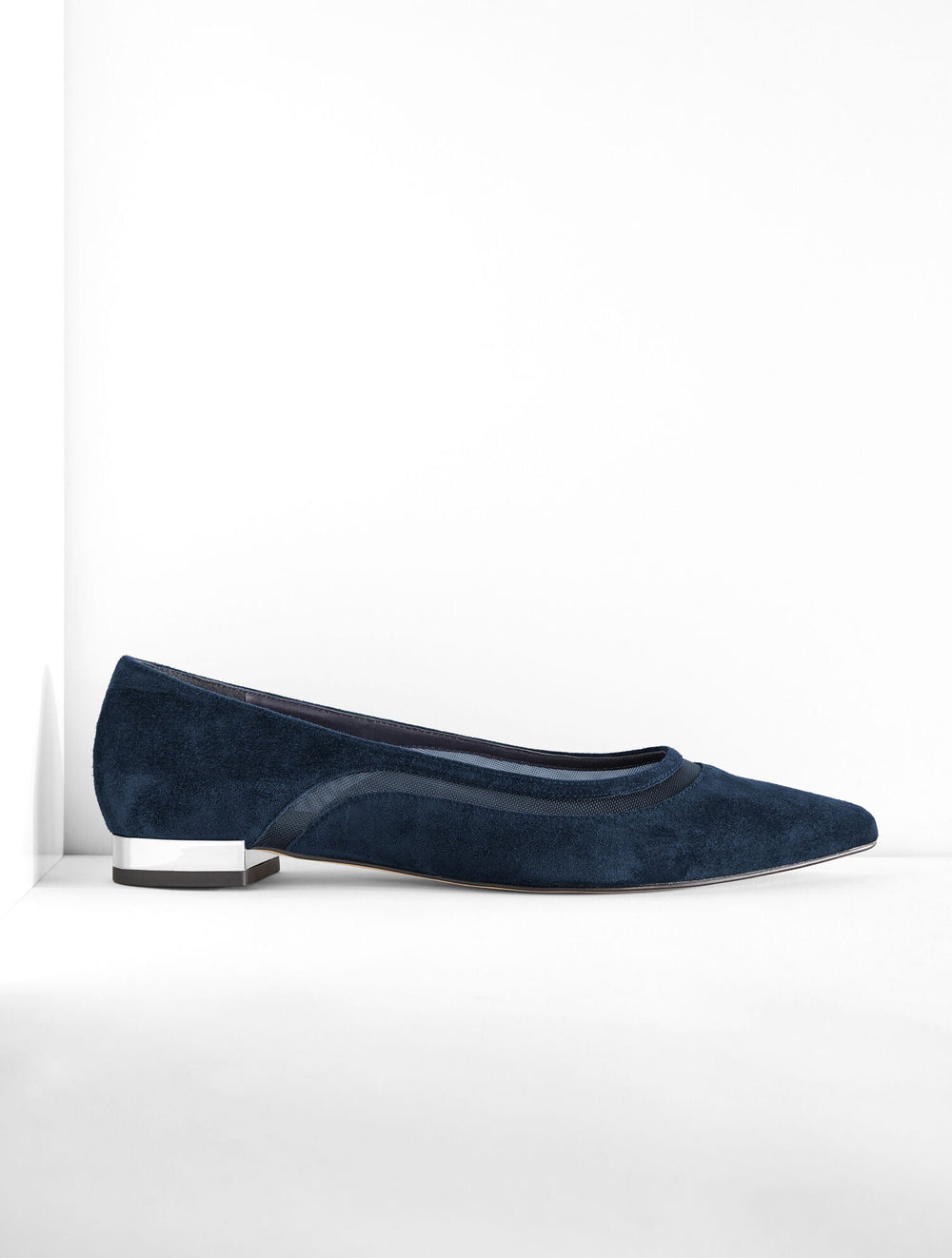 BLACK|INDIGO BLUE PORTIA MESH SUEDE FLATS | Talbots on sale
