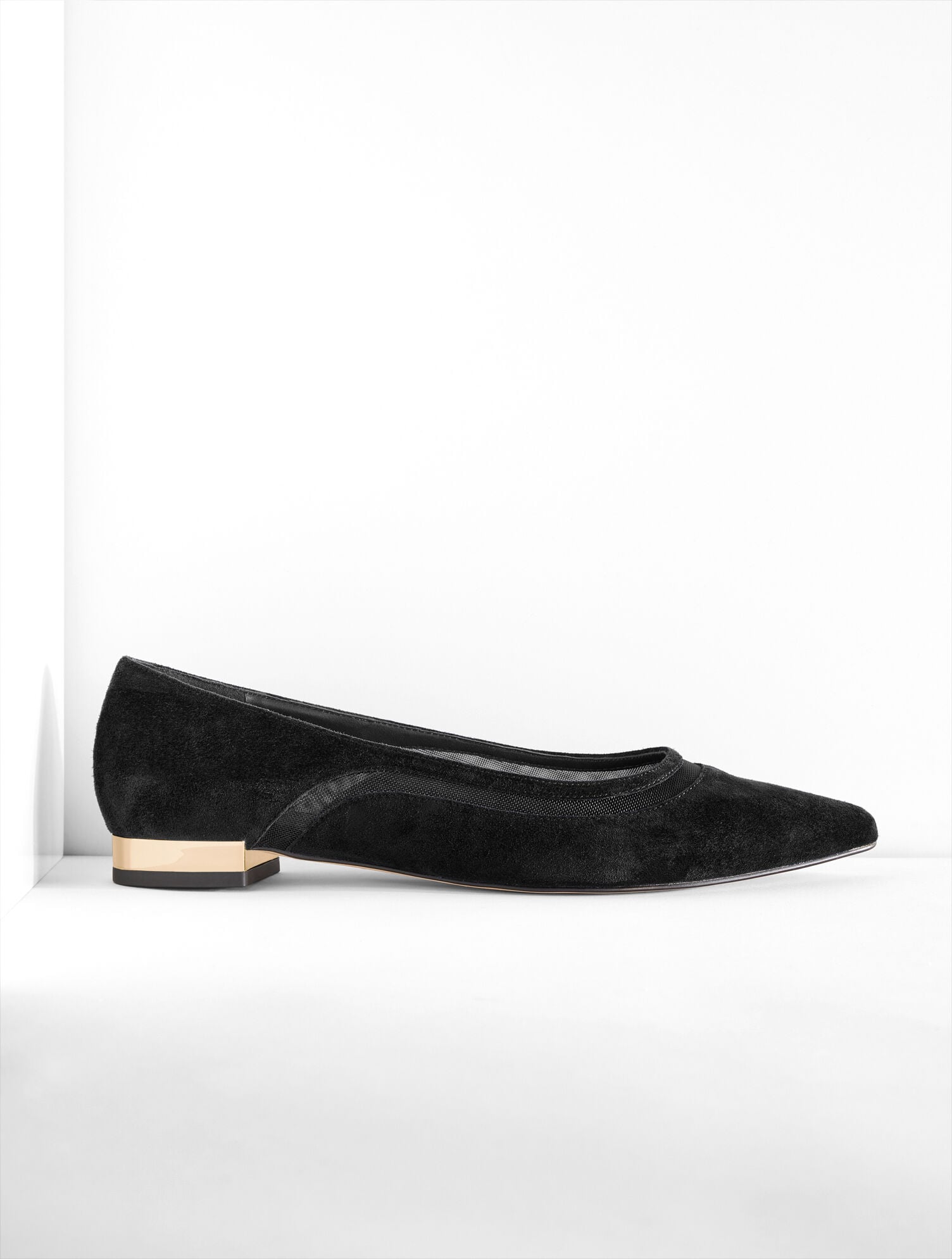 BLACK|INDIGO BLUE PORTIA MESH SUEDE FLATS | Talbots on sale