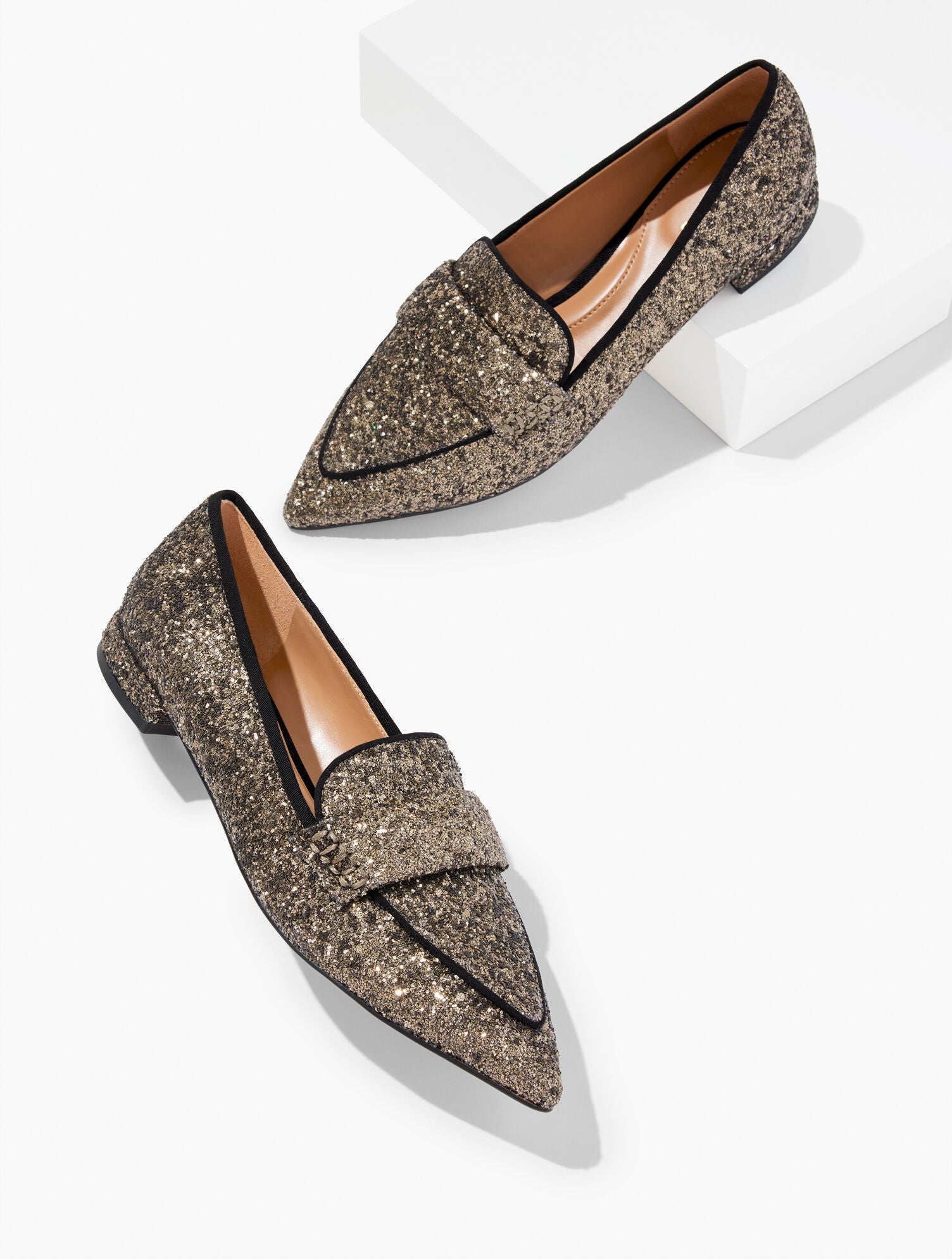 TIN GREY SCARLET SPARKLE POINTED TOE LOAFERS | Talbots sale