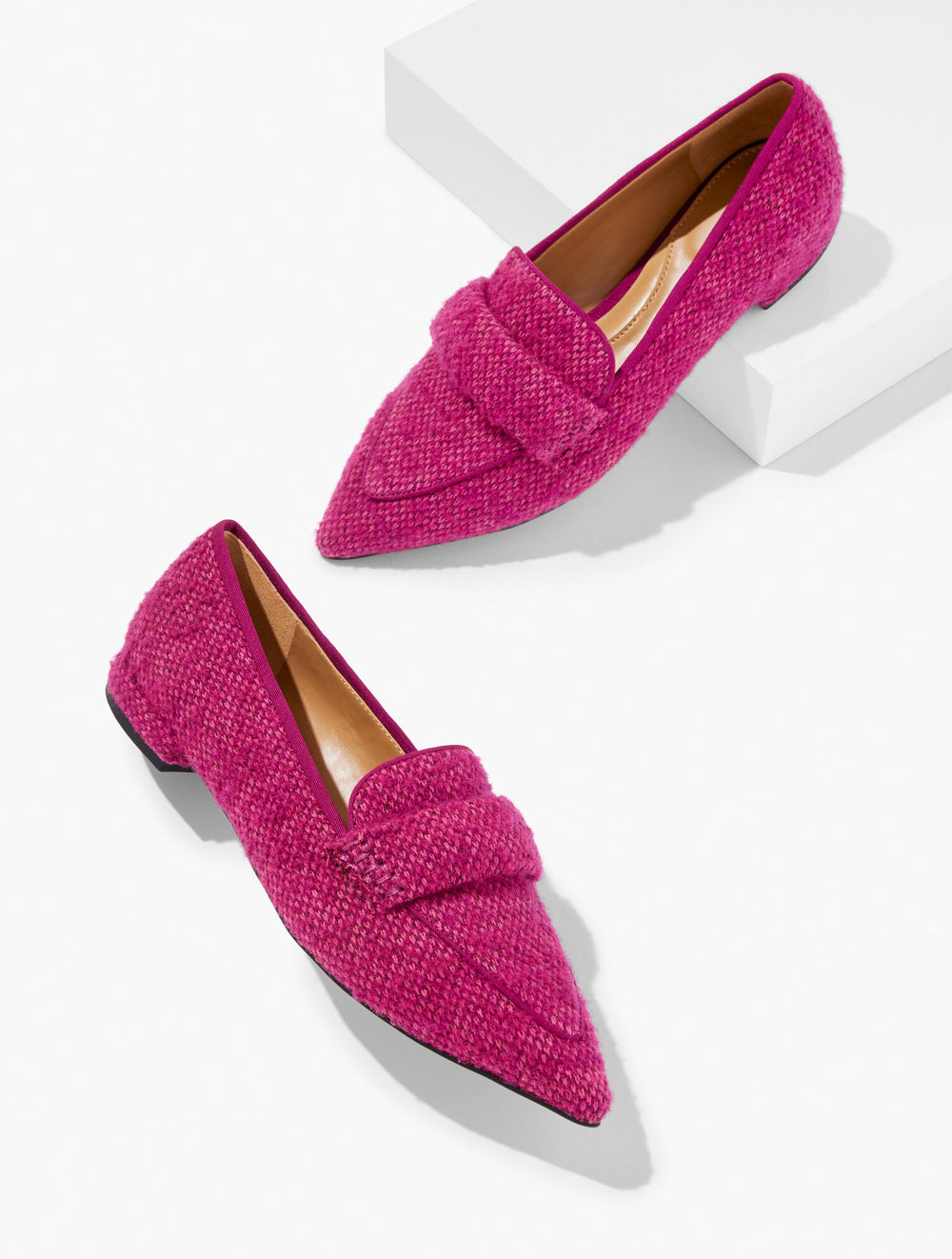 MAGENTA SCARLET TWEED POINTED TOE LOAFERS | Talbots on sale