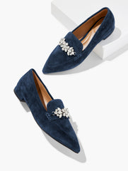 INDIGO BLUE SCARLET RHINESTONE POINTED TOE LOAFERS | Talbots sale