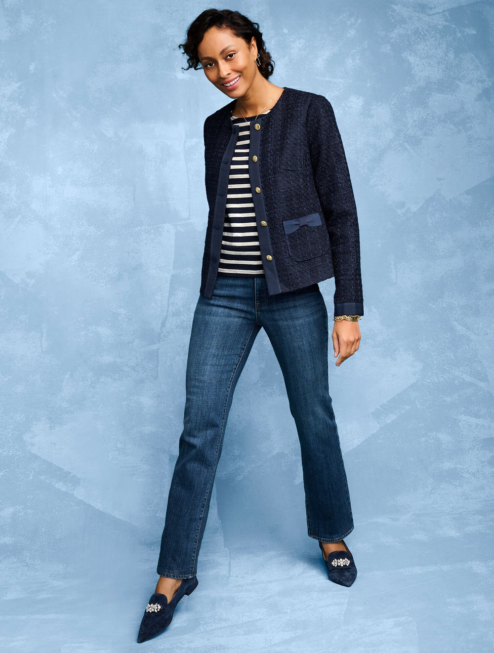 INDIGO BLUE SCARLET RHINESTONE POINTED TOE LOAFERS | Talbots sale