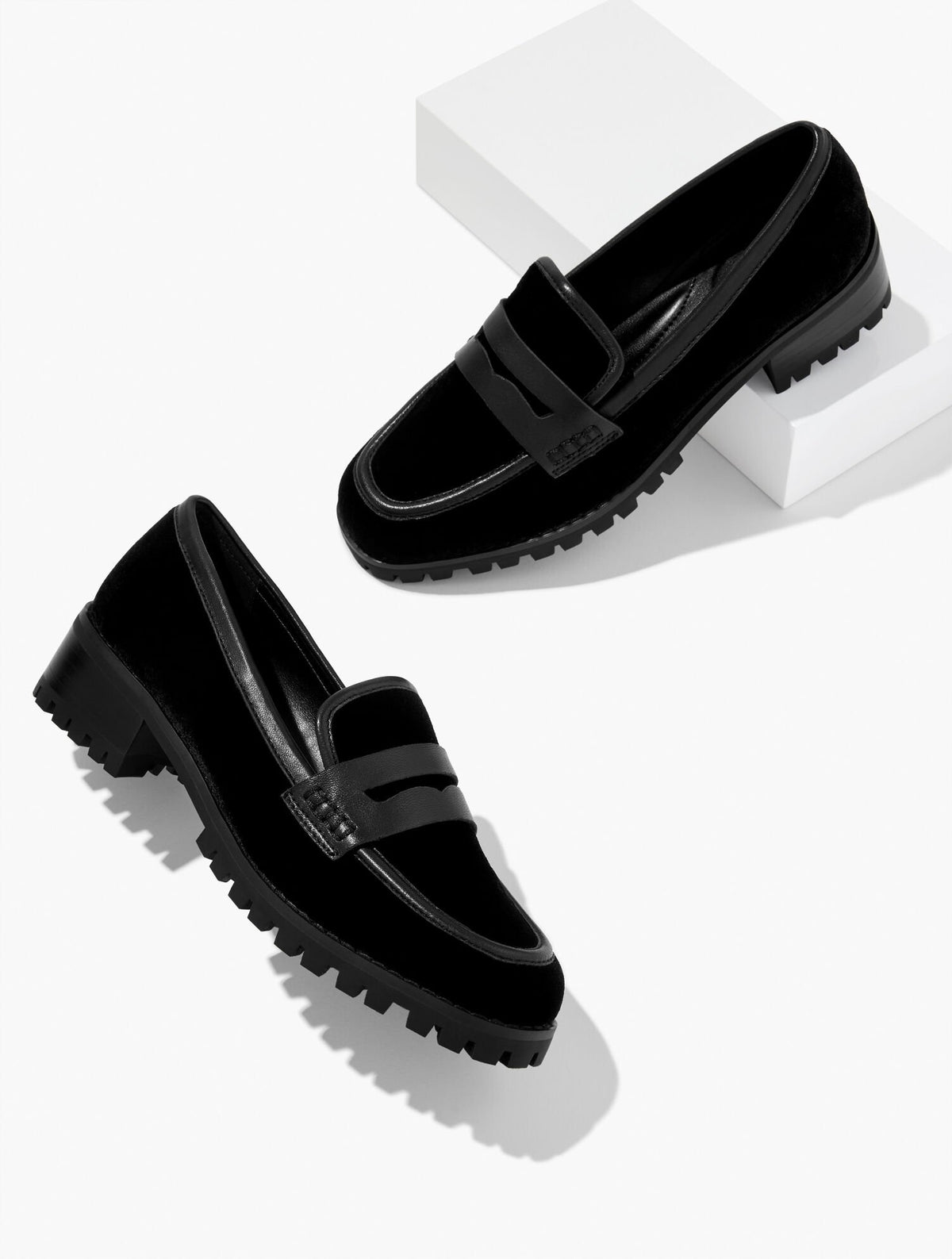 BLACK GIANNA VELVET PENNY LOAFERS | Talbots US