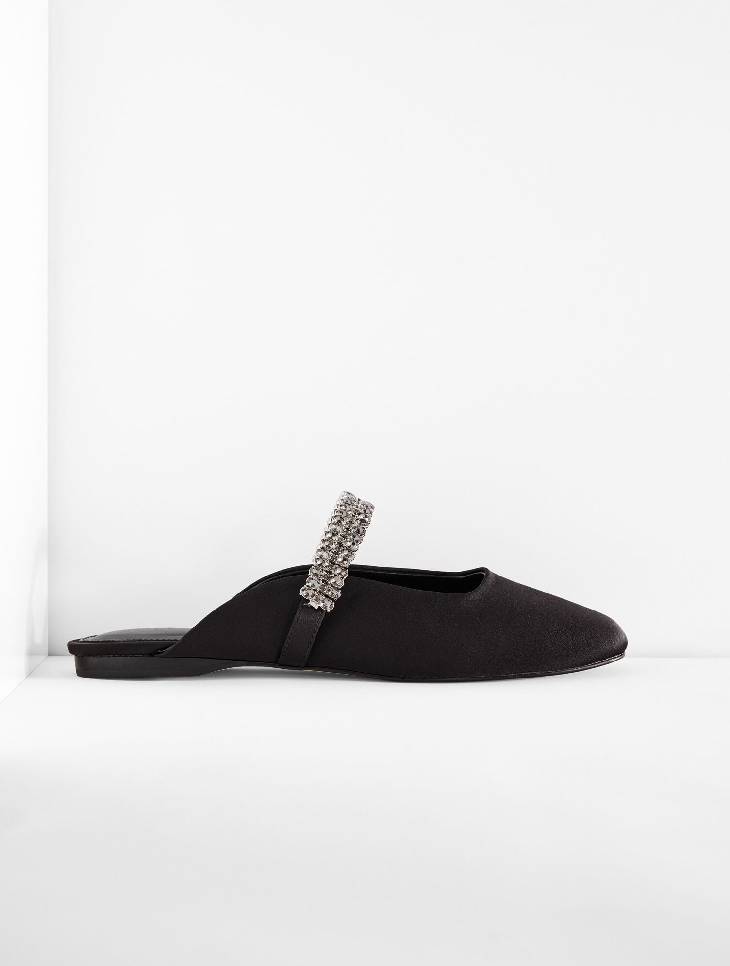 BLACK SLOANE EMBELLISHED SATIN MULES | Talbots near me