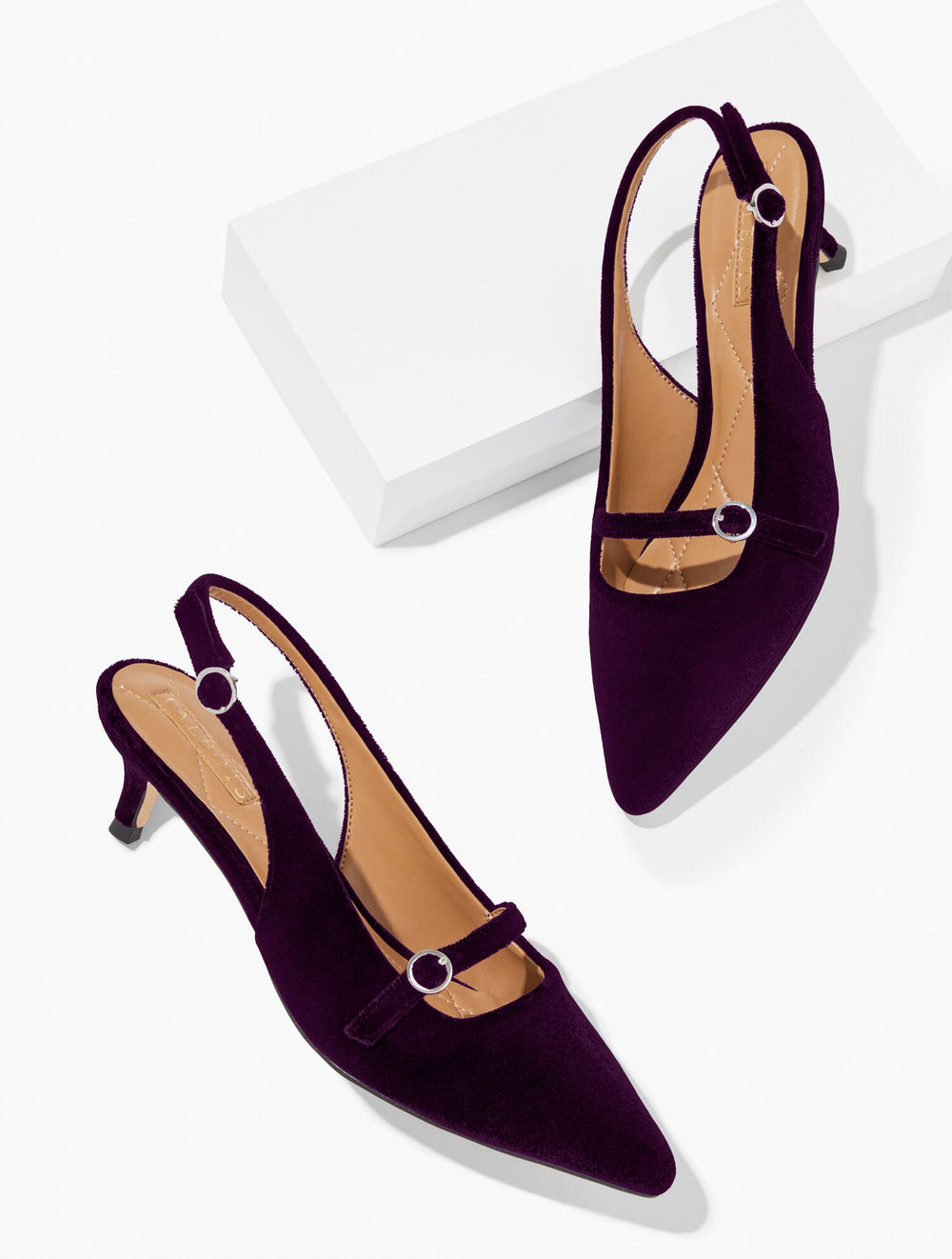 BRILLIANT PURPLE SYLVIE SLINGBACK VELVET PUMPS | Talbots sale