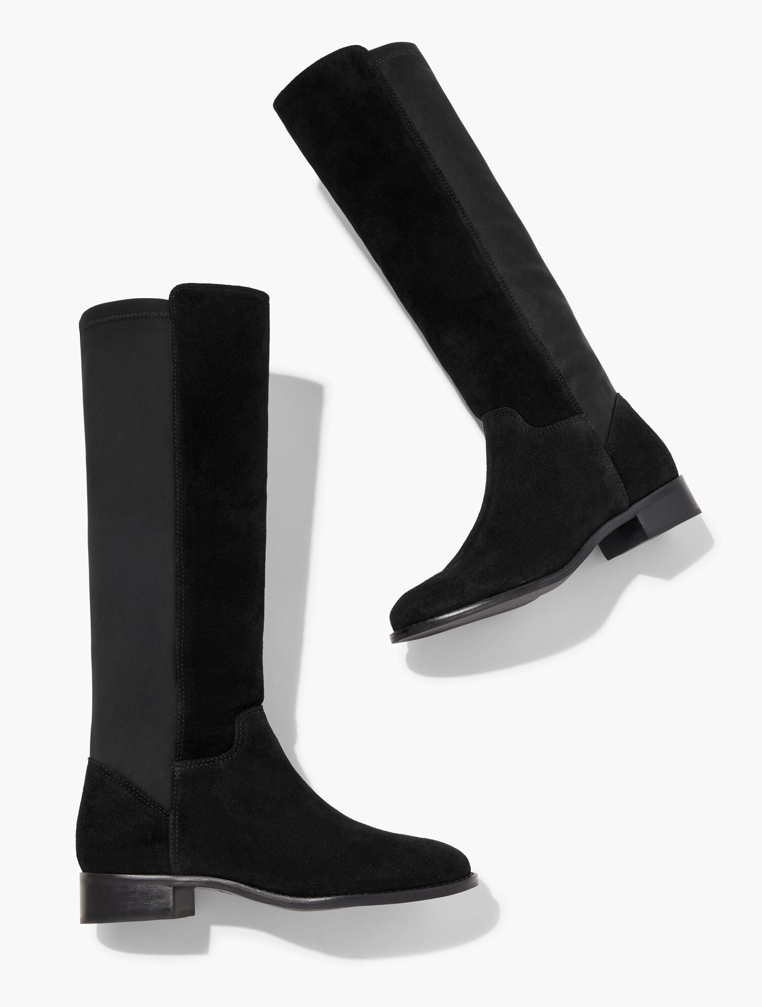 BLACK TISH STRETCH FAUX SUEDE TALL BOOTS | Talbots discount