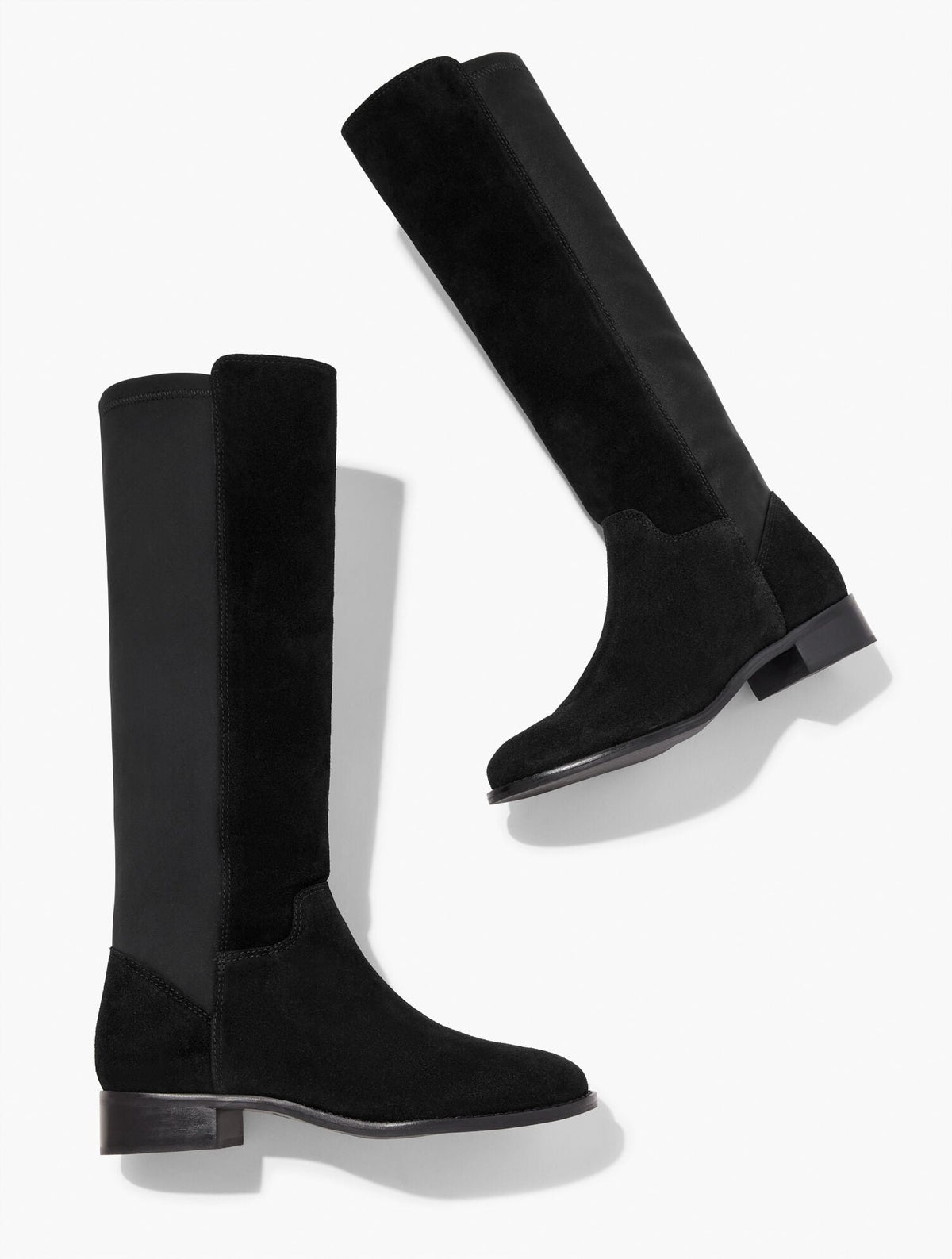 BLACK TISH STRETCH FAUX SUEDE TALL BOOTS | Talbots discount