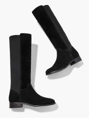 BLACK TISH STRETCH FAUX SUEDE TALL BOOTS | Talbots discount
