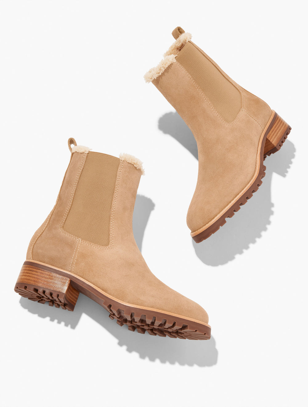 BLACK|LIGHT TOFFEE WAVERLY SUEDE ANKLE BOOTS | Talbots sale