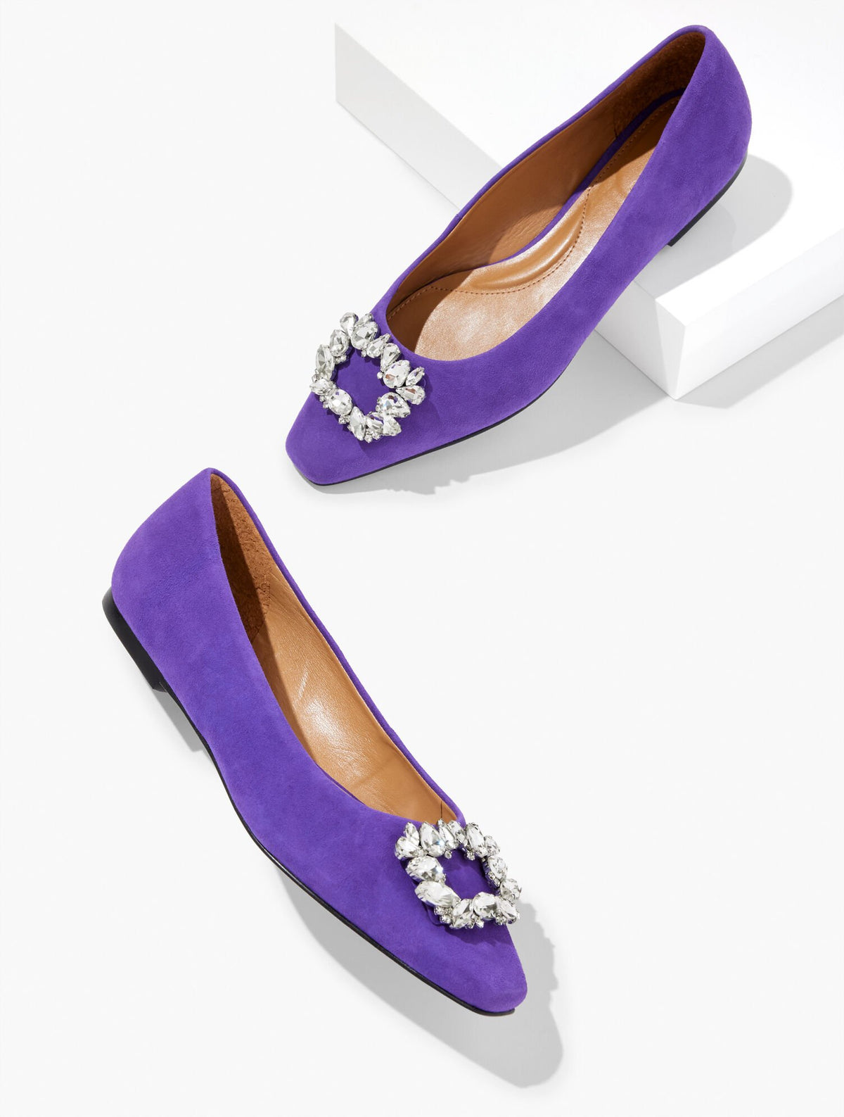 BRILLIANT PURPLE|BLACK WHITLEY CRYSTAL SUEDE FLAT | Talbots for sale
