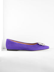 BRILLIANT PURPLE|BLACK WHITLEY CRYSTAL SUEDE FLAT | Talbots for sale