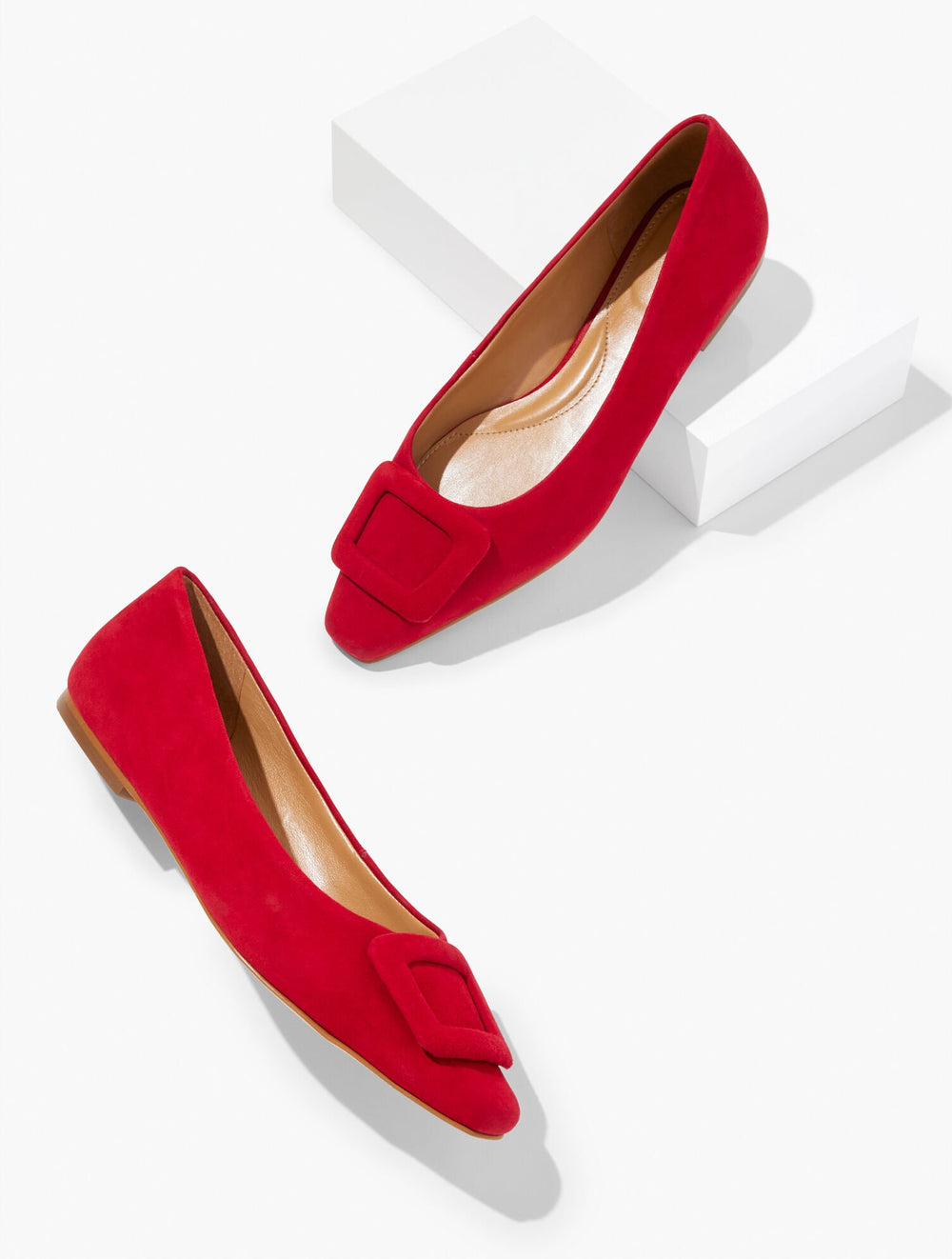 RED POP WHITLEY BUCKLE SUEDE FLATS | Talbots US