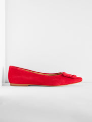 RED POP WHITLEY BUCKLE SUEDE FLATS | Talbots US