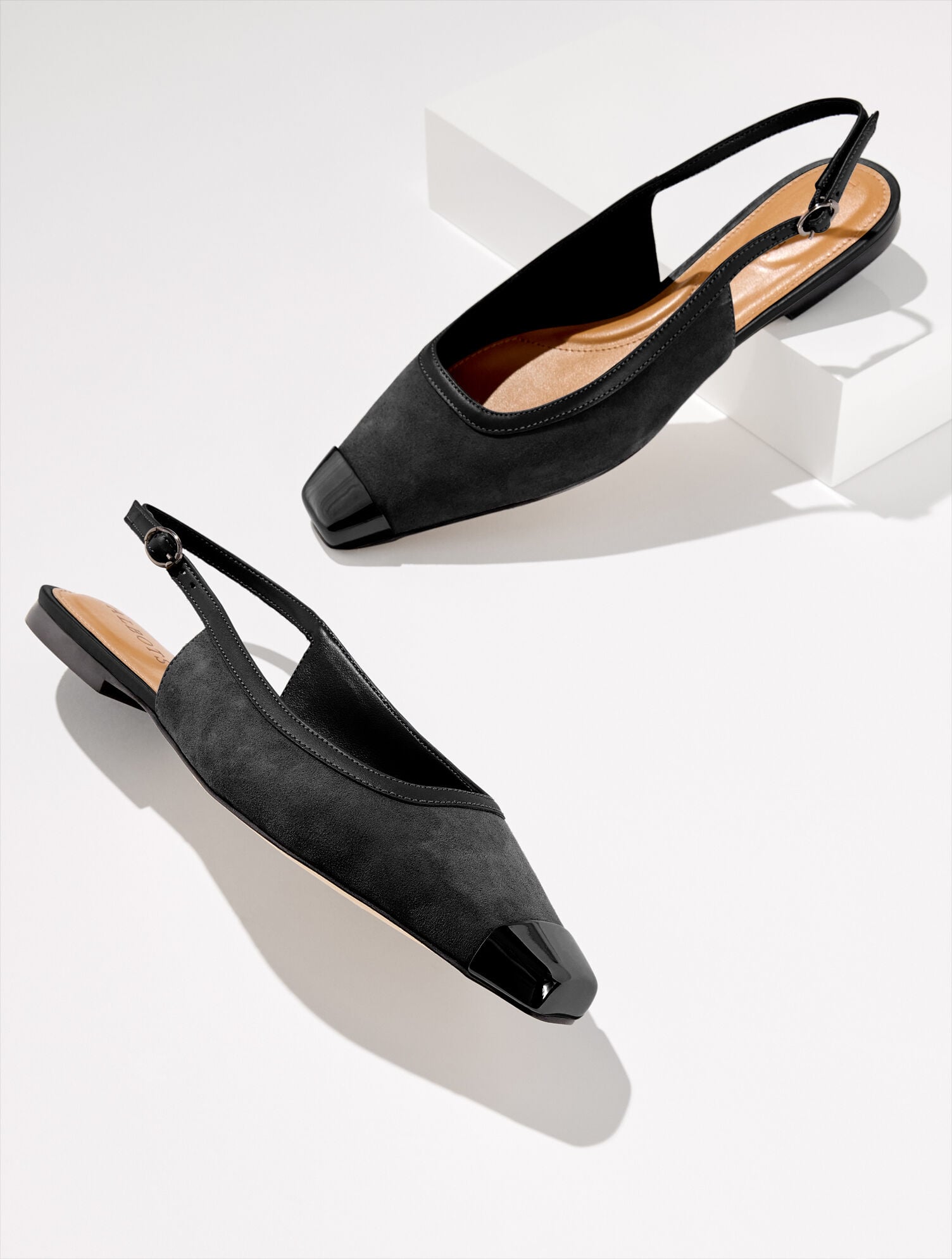 BLACK|KENDALL GREY WHITLEY SUEDE SLINGBACK FLATS | Talbots near me