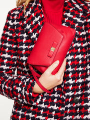 BLACK|RED POP PEBBLE LEATHER WRISTLET | Talbots discount