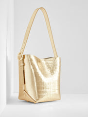 GOLD CROC EMBOSSED LEATHER BUCKET BAG | Talbots outlet