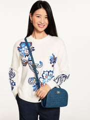 ESTATE BLUE RORY WOVEN DENIM CROSSBODY BAG | Talbots for sale