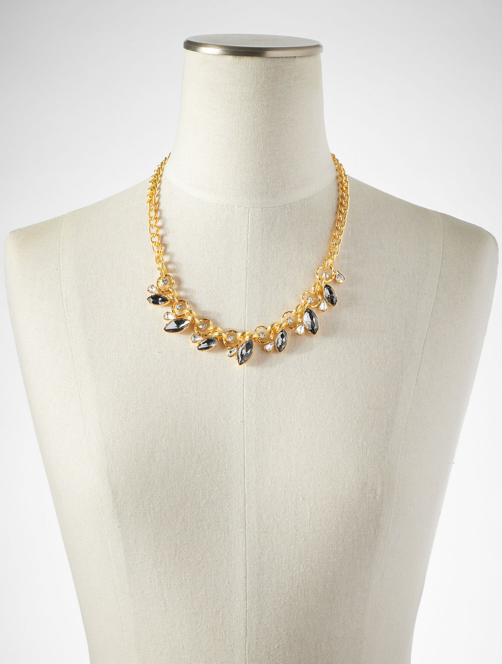 CRYSTAL GREY CHAIN & STONE STATEMENT NECKLACE | Talbots online