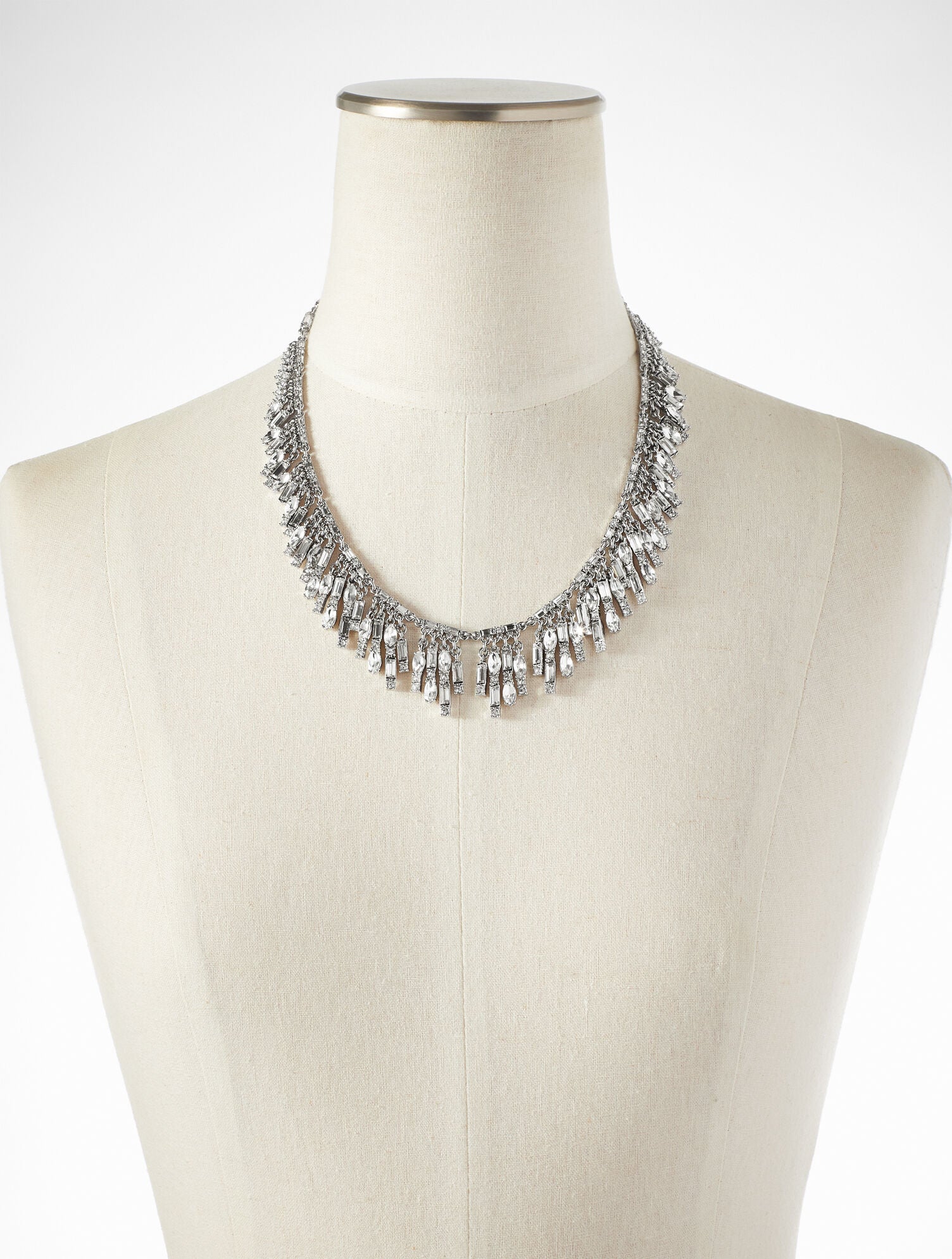 CLEAR CRYSTAL/SILVER BAGUETTE TRIM NECKLACE | Talbots near me
