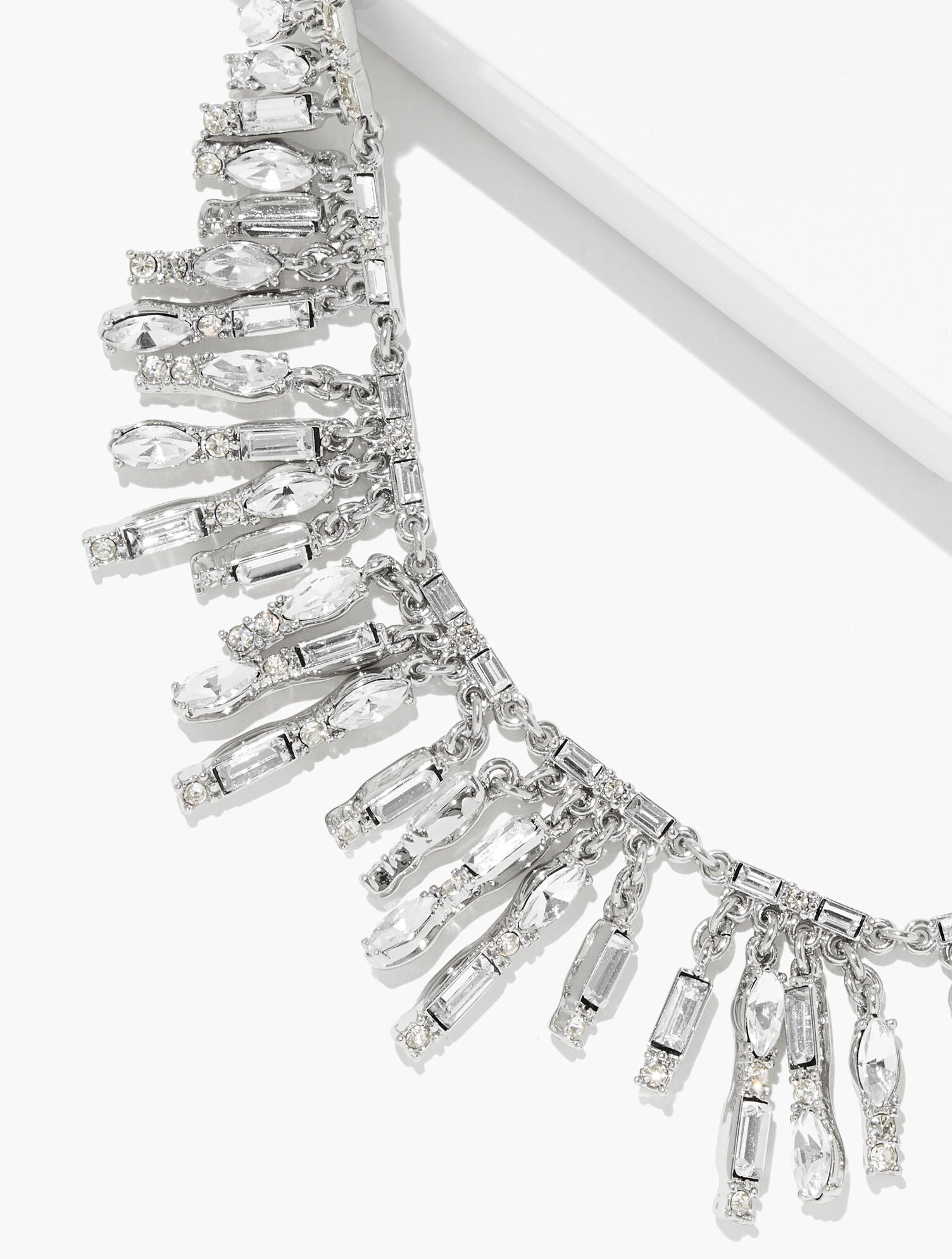 CLEAR CRYSTAL/SILVER BAGUETTE TRIM NECKLACE | Talbots near me