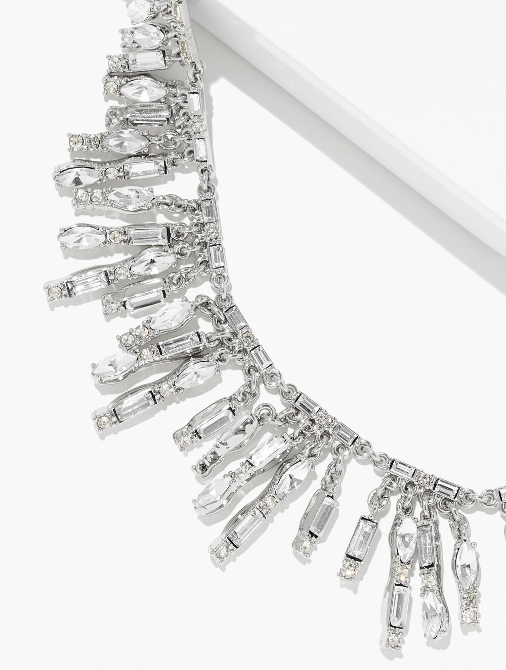 CLEAR CRYSTAL/SILVER BAGUETTE TRIM NECKLACE | Talbots near me