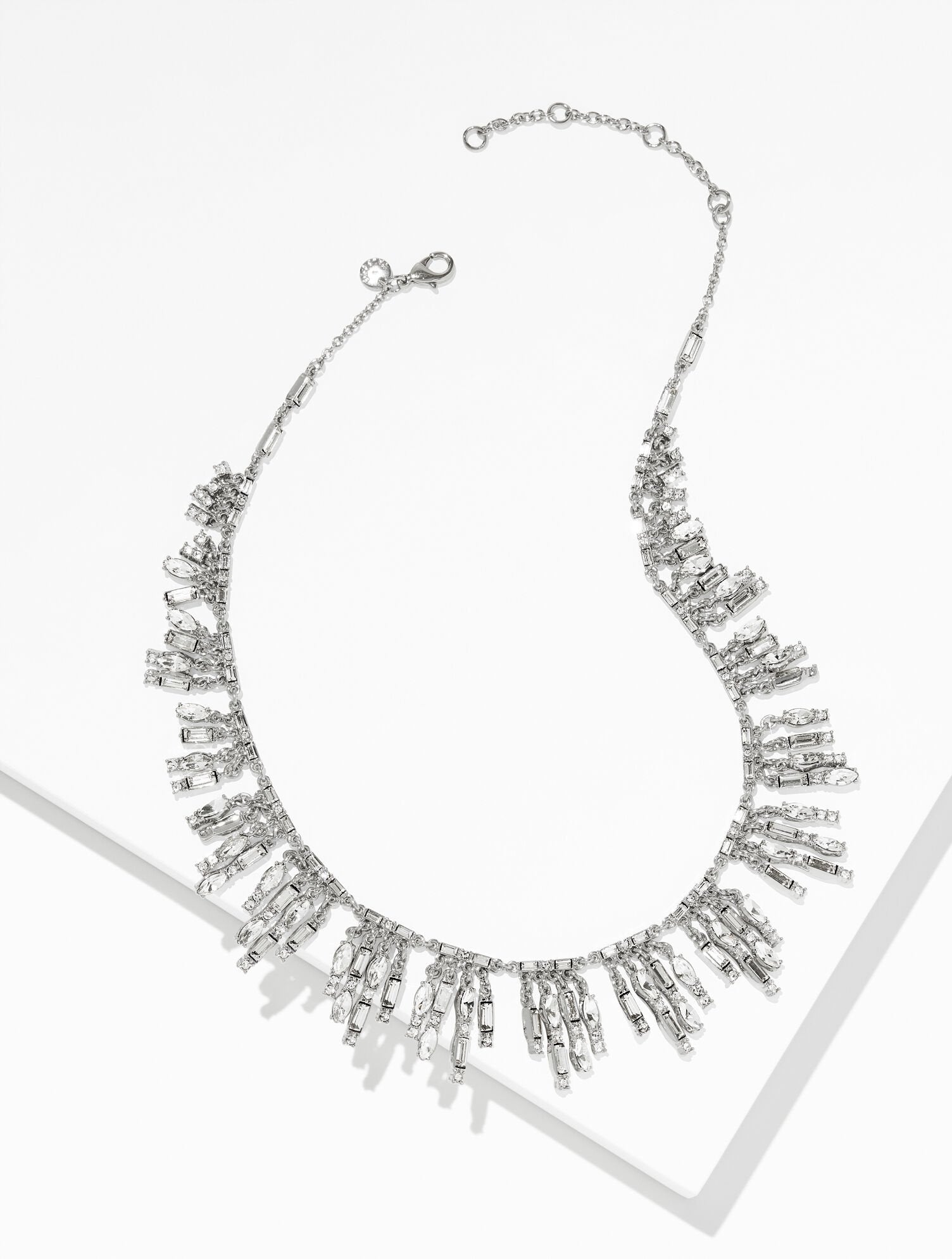 CLEAR CRYSTAL/SILVER BAGUETTE TRIM NECKLACE | Talbots near me