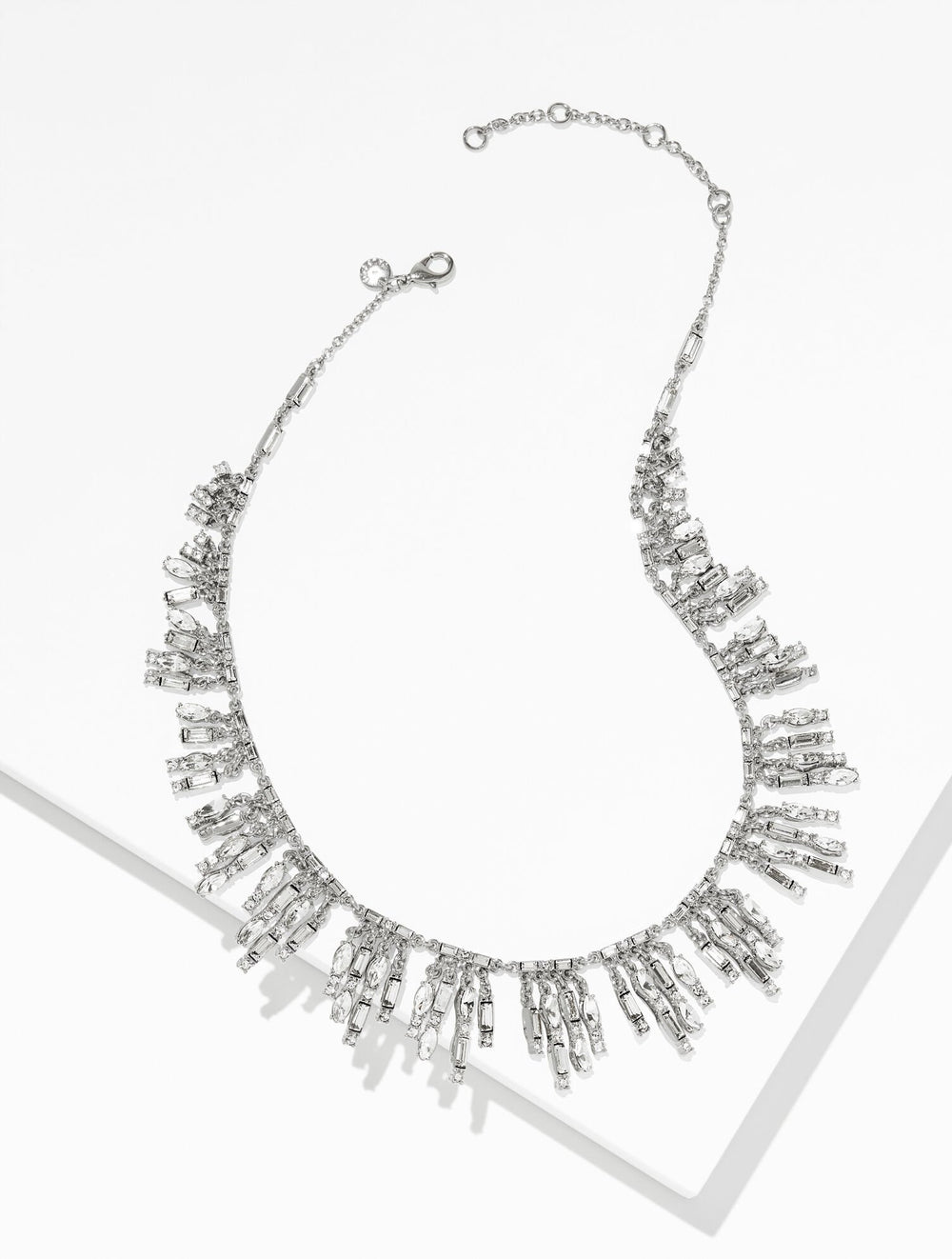 CLEAR CRYSTAL/SILVER BAGUETTE TRIM NECKLACE | Talbots near me