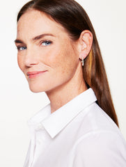 CRYSTAL/GOLD BAGUETTE HOOP EARRINGS | Talbots US