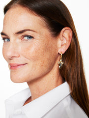 GREY CRYSTAL/GOLD CHAIN & STONE STATEMENT EARRINGS | Talbots discount
