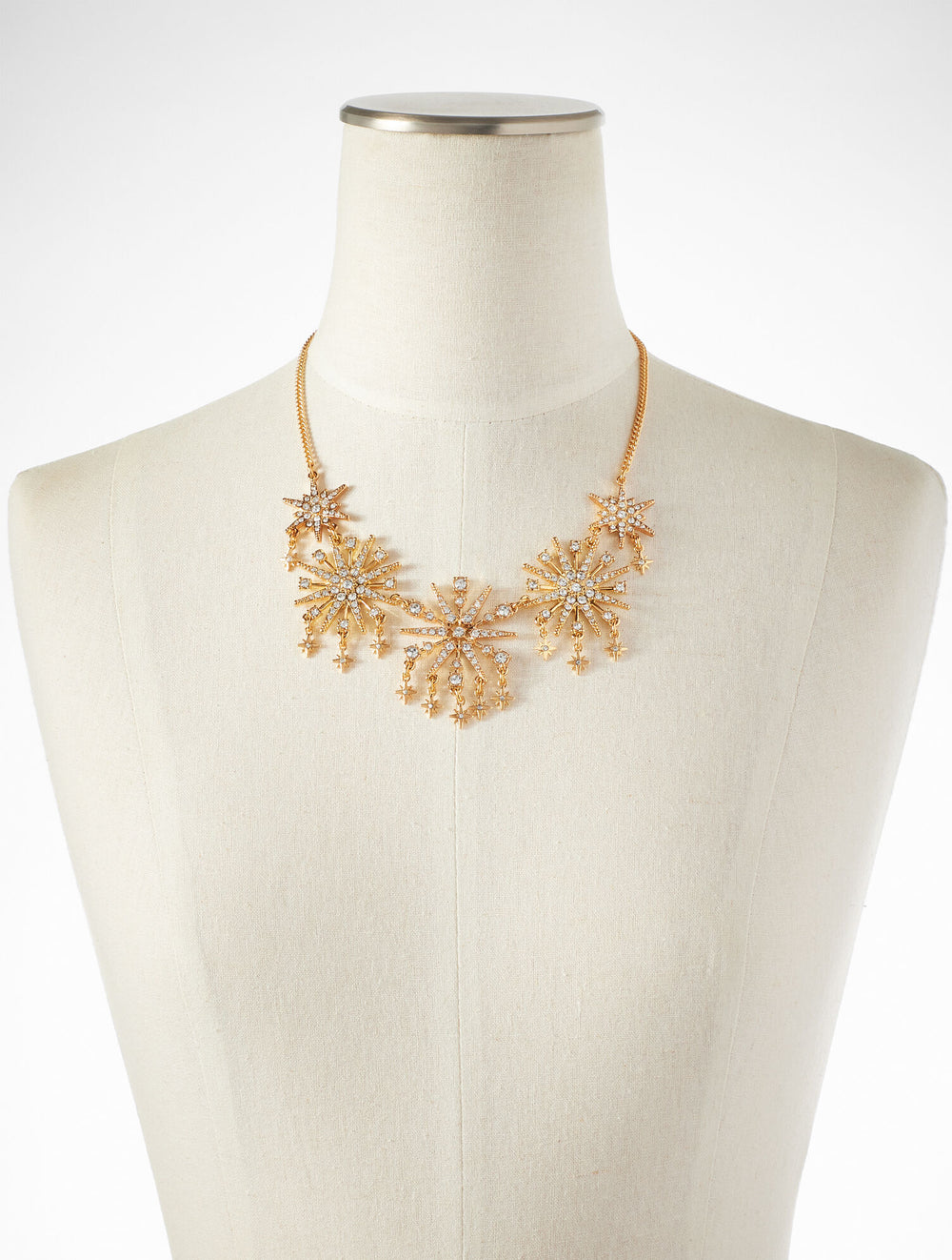 CRYSTAL CLEAR/GOLD STARBURST NECKLACE | Talbots US