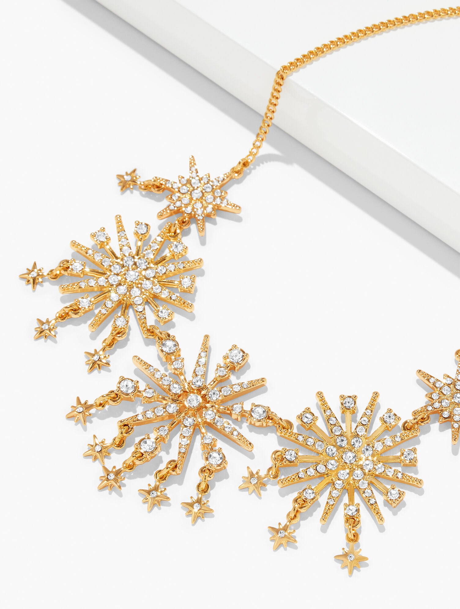 CRYSTAL CLEAR/GOLD STARBURST NECKLACE | Talbots US
