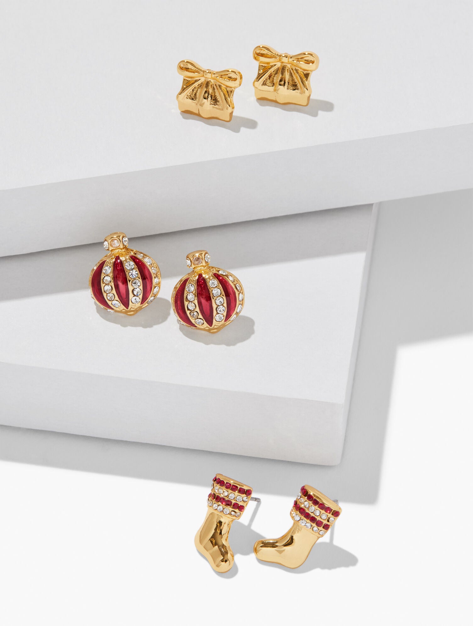 PORT WINE/GOLD GOOD TIDINGS STUD EARRING SET | Talbots for sale