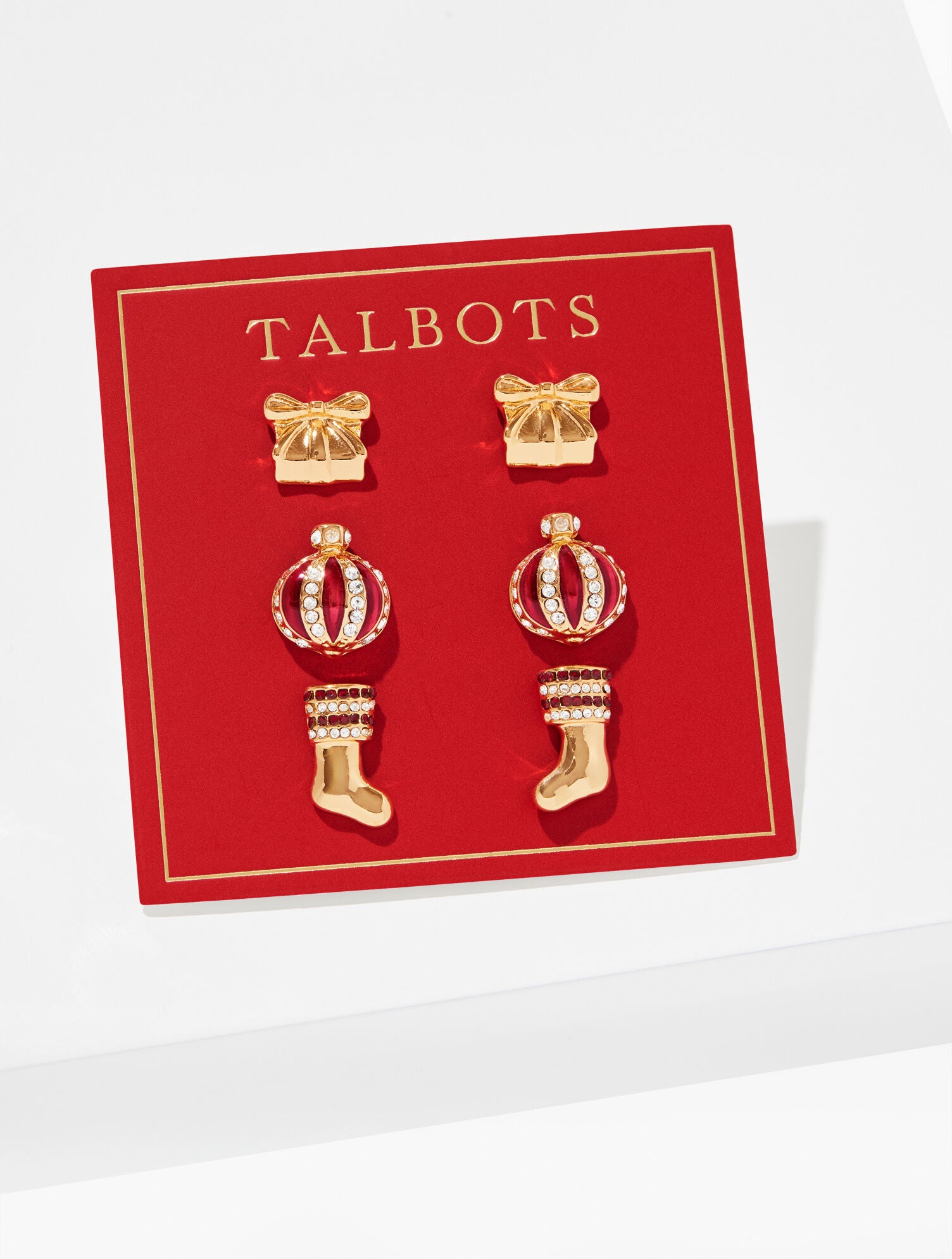PORT WINE/GOLD GOOD TIDINGS STUD EARRING SET | Talbots for sale