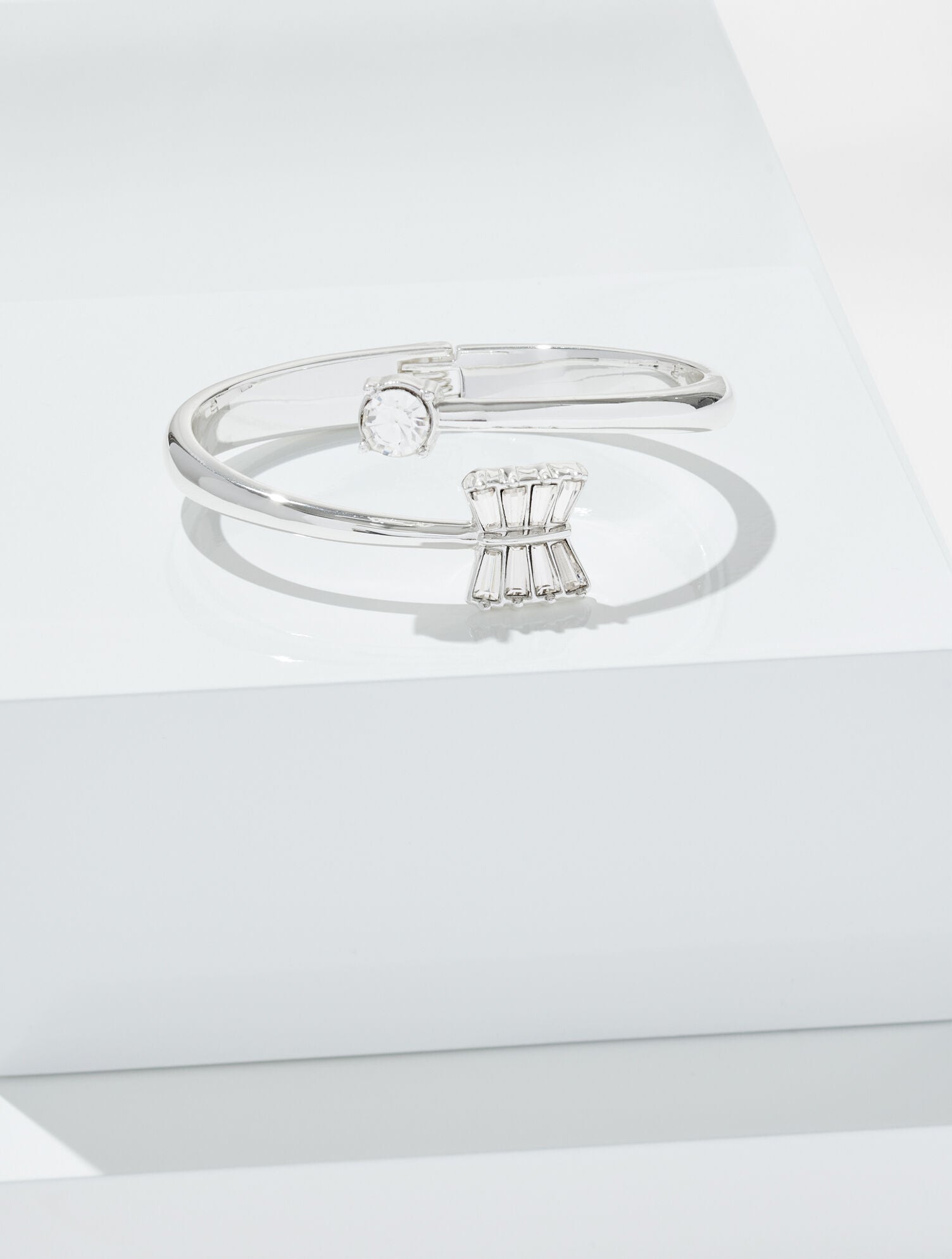 CRYSTAL/SHINY SILVER EMBELLISHED HINGE BRACELET | Talbots outlet