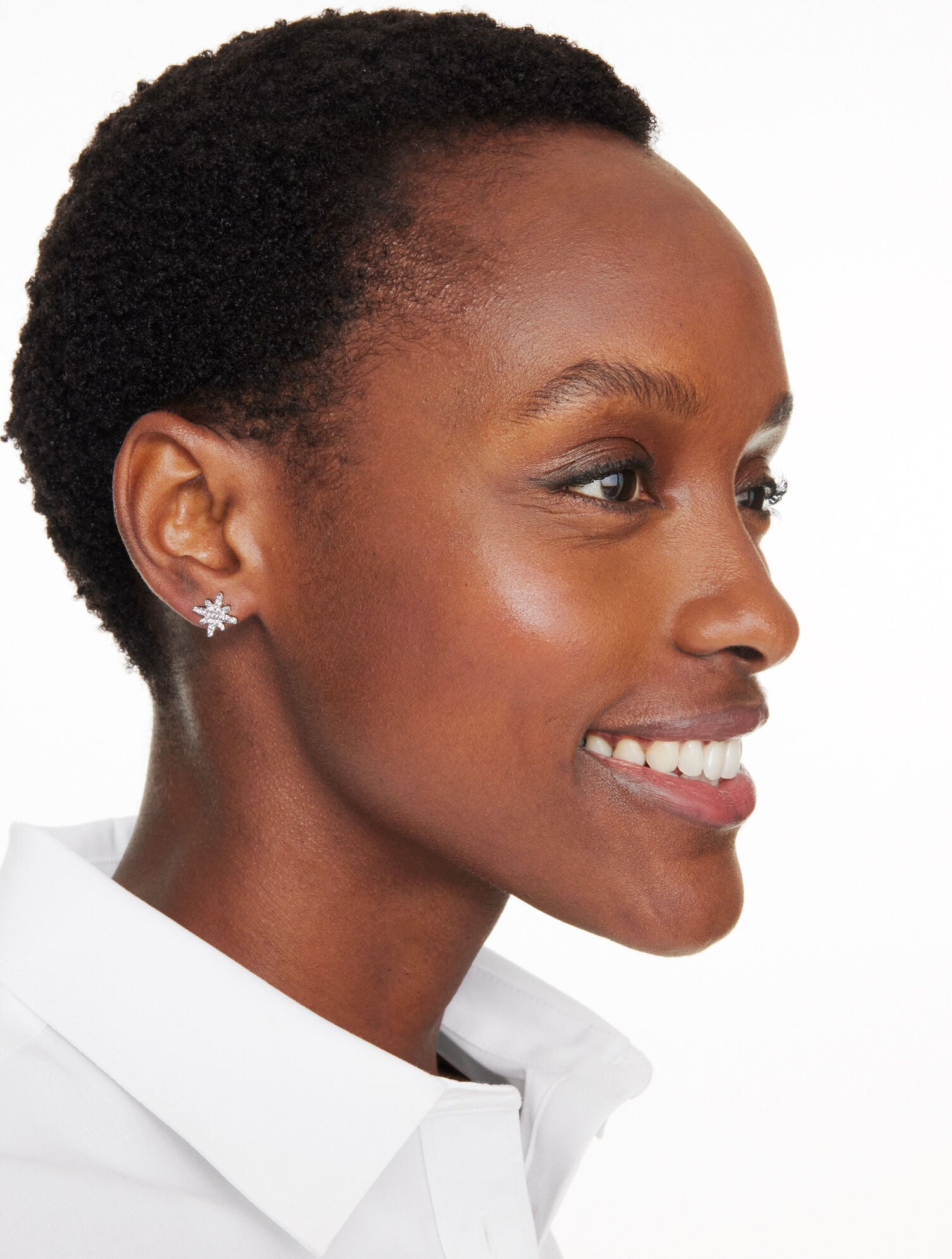 CLEAR CRYSTAL/SILVER DELICATE STARBURST STUD EARRINGS | Talbots on sale