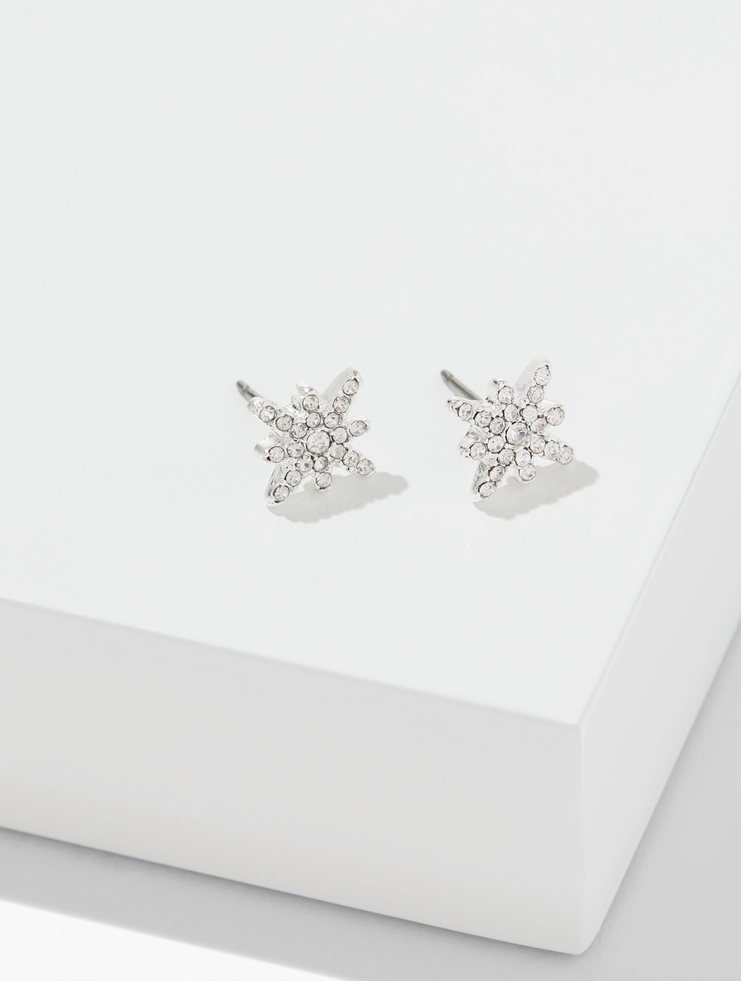 CLEAR CRYSTAL/SILVER DELICATE STARBURST STUD EARRINGS | Talbots on sale