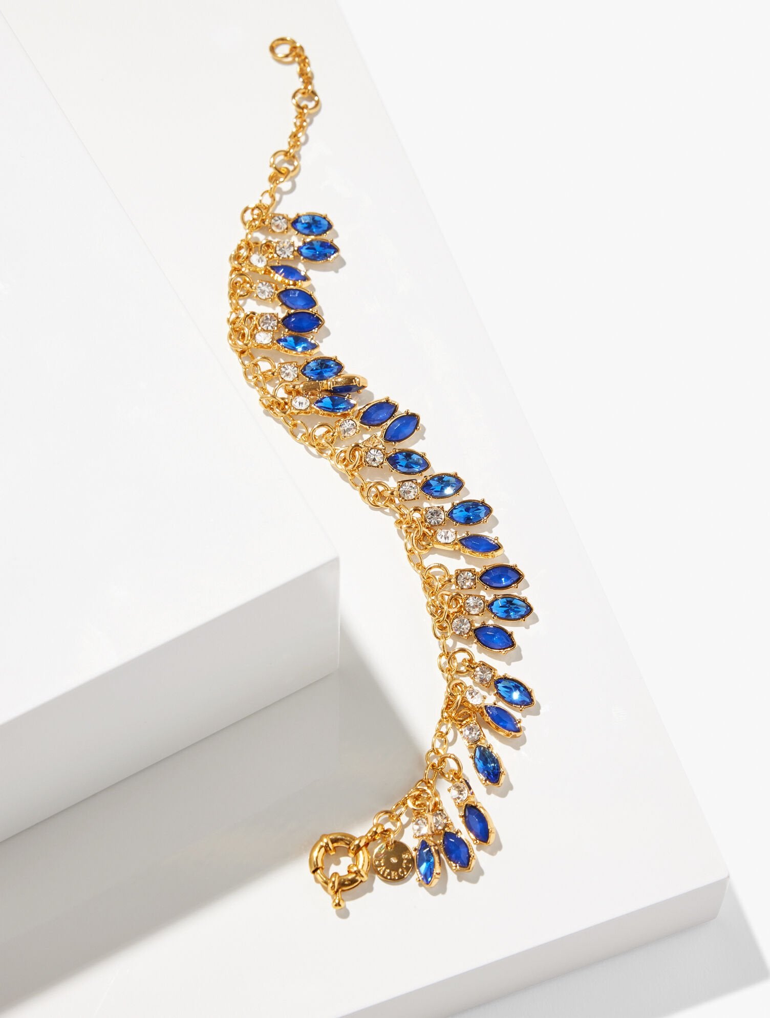 BLUE MAJESTY/GOLD CRYSTAL TRIM BRACELET | Talbots for sale