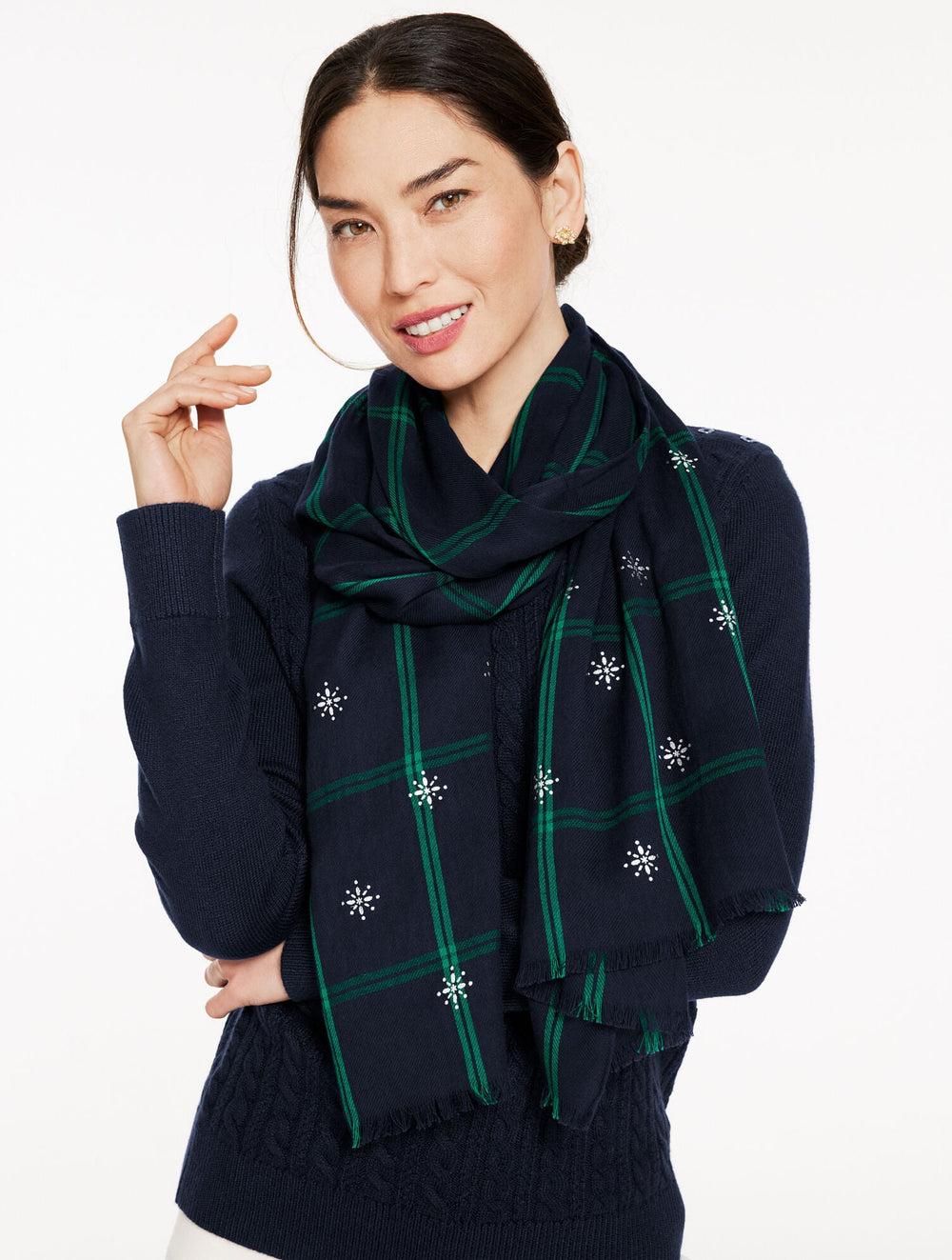 INDIGO MULTI ENCHANTING BLACK WATCH OBLONG SCARF | Talbots sale