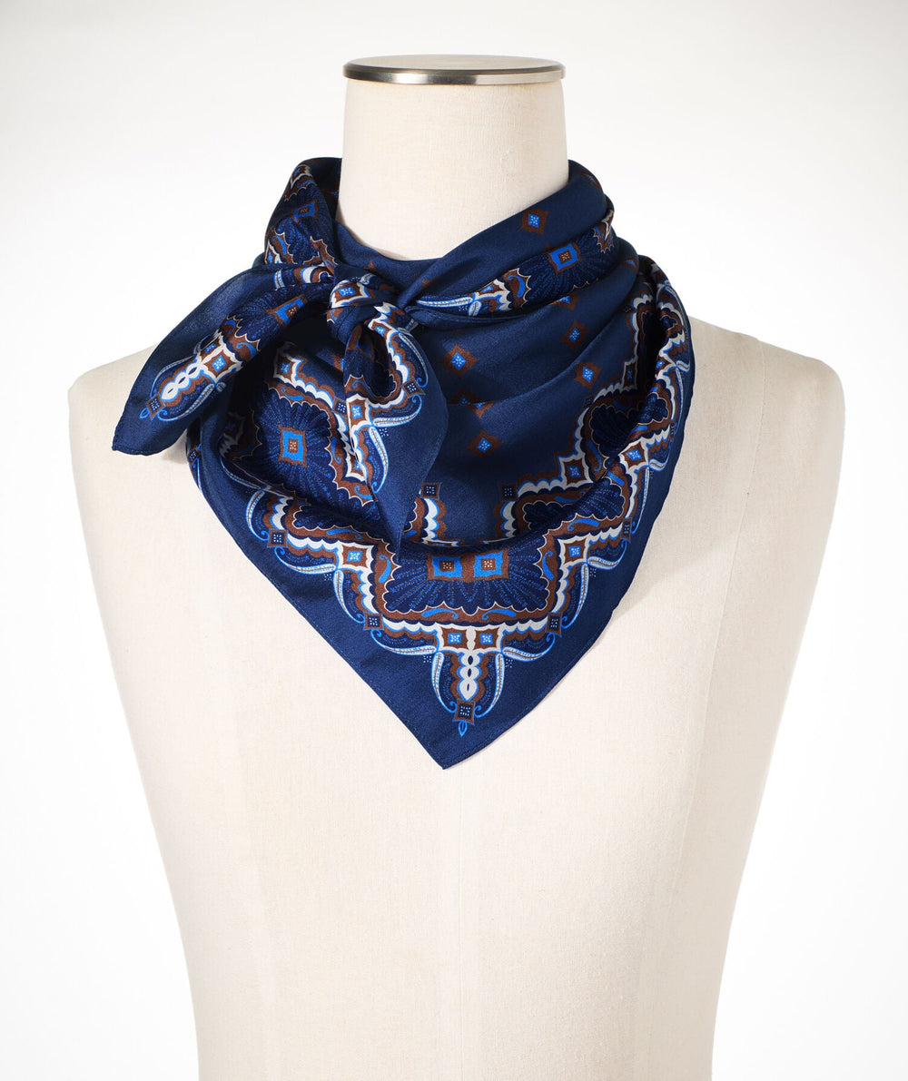 INDIA INK MULTI MEDALLION SILK SQUARE SCARF | Talbots sale