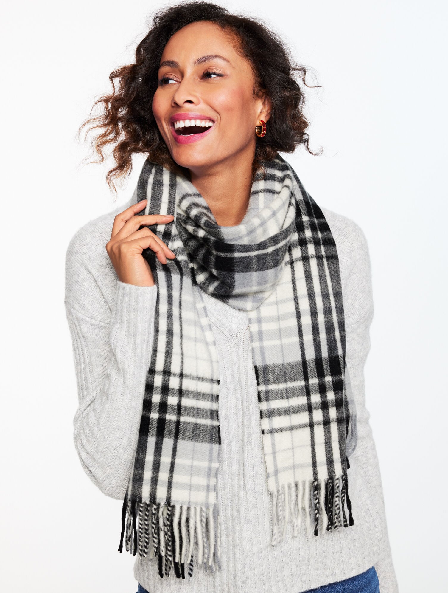 CASHMERE WATERWEAVE SCARF - SERENE PLAID | Talbots discount