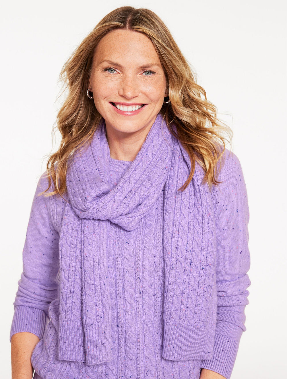 ENCHANTED BLUE MULTI|WINTER PLUM HEATHER TWEED TWEED KNIT SCARF | Talbots near me
