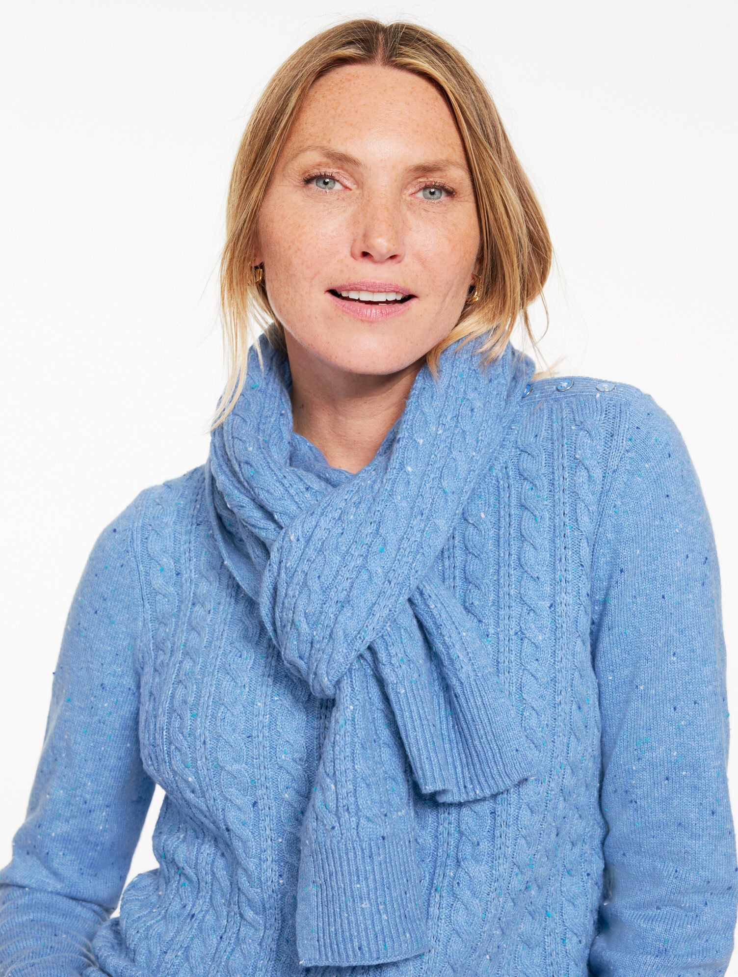 ENCHANTED BLUE MULTI|WINTER PLUM HEATHER TWEED TWEED KNIT SCARF | Talbots for sale