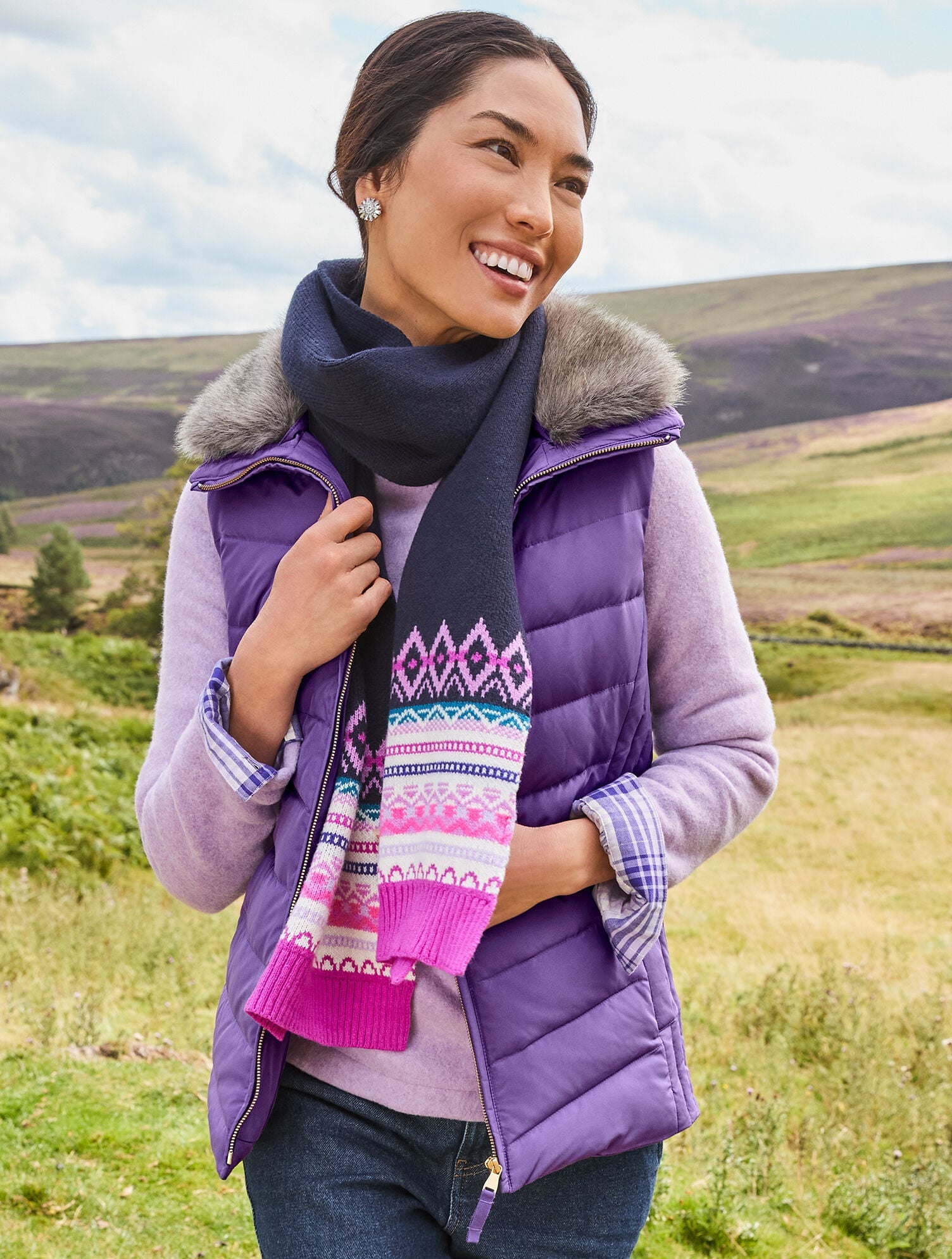 INDIGO MULTI FLOAT FAIR ISLE SCARF | Talbots on sale