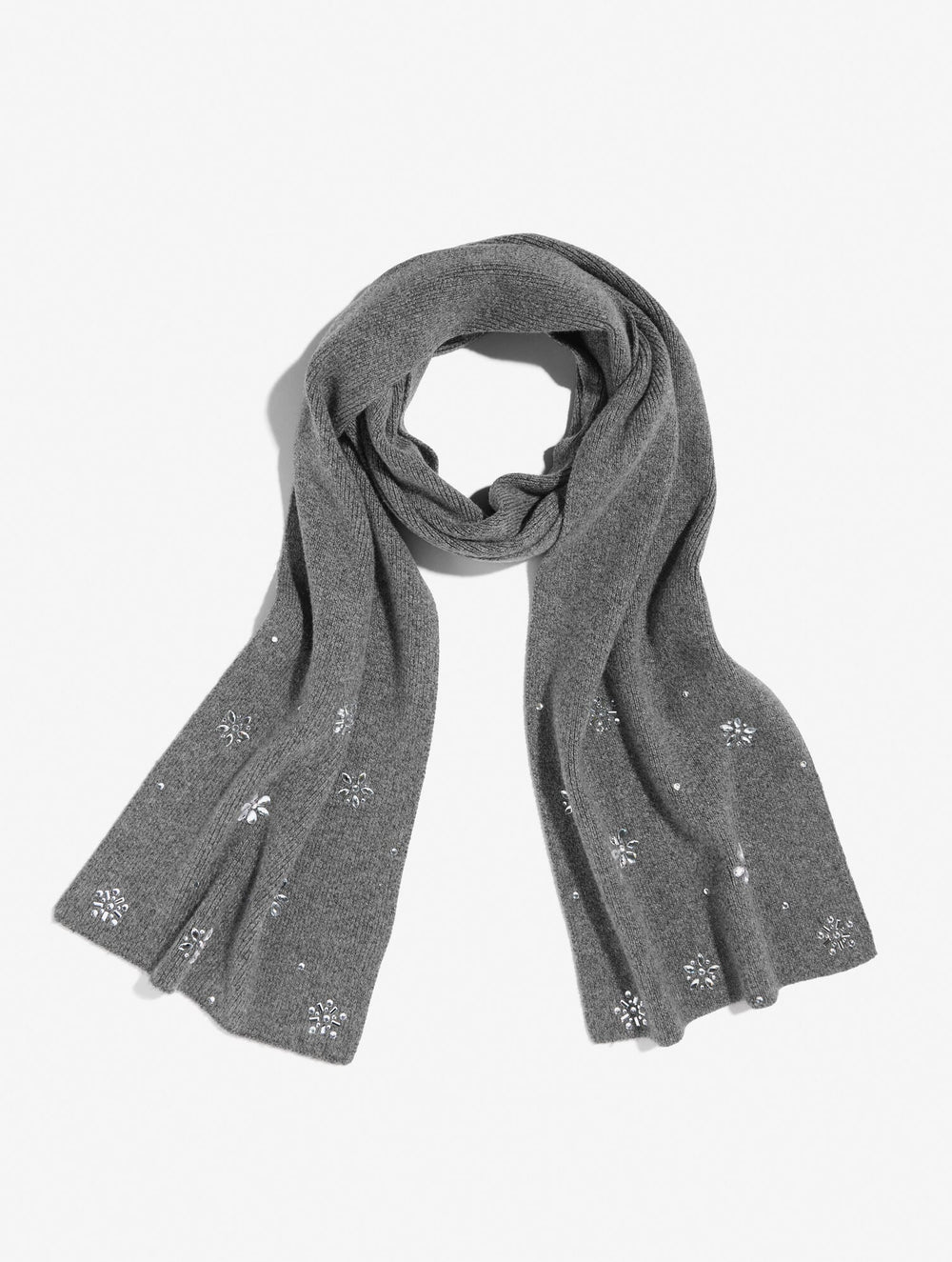 IVORY|SHADOW HEATHER SNOWFLAKE EMBELLISHED SOFT KNIT SCARF | Talbots on sale