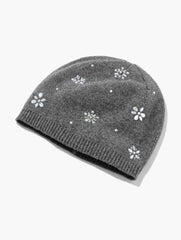 IVORY|SHADOW HEATHER SNOWFLAKE EMBELLISHED SOFT KNIT BEANIE | Talbots on sale