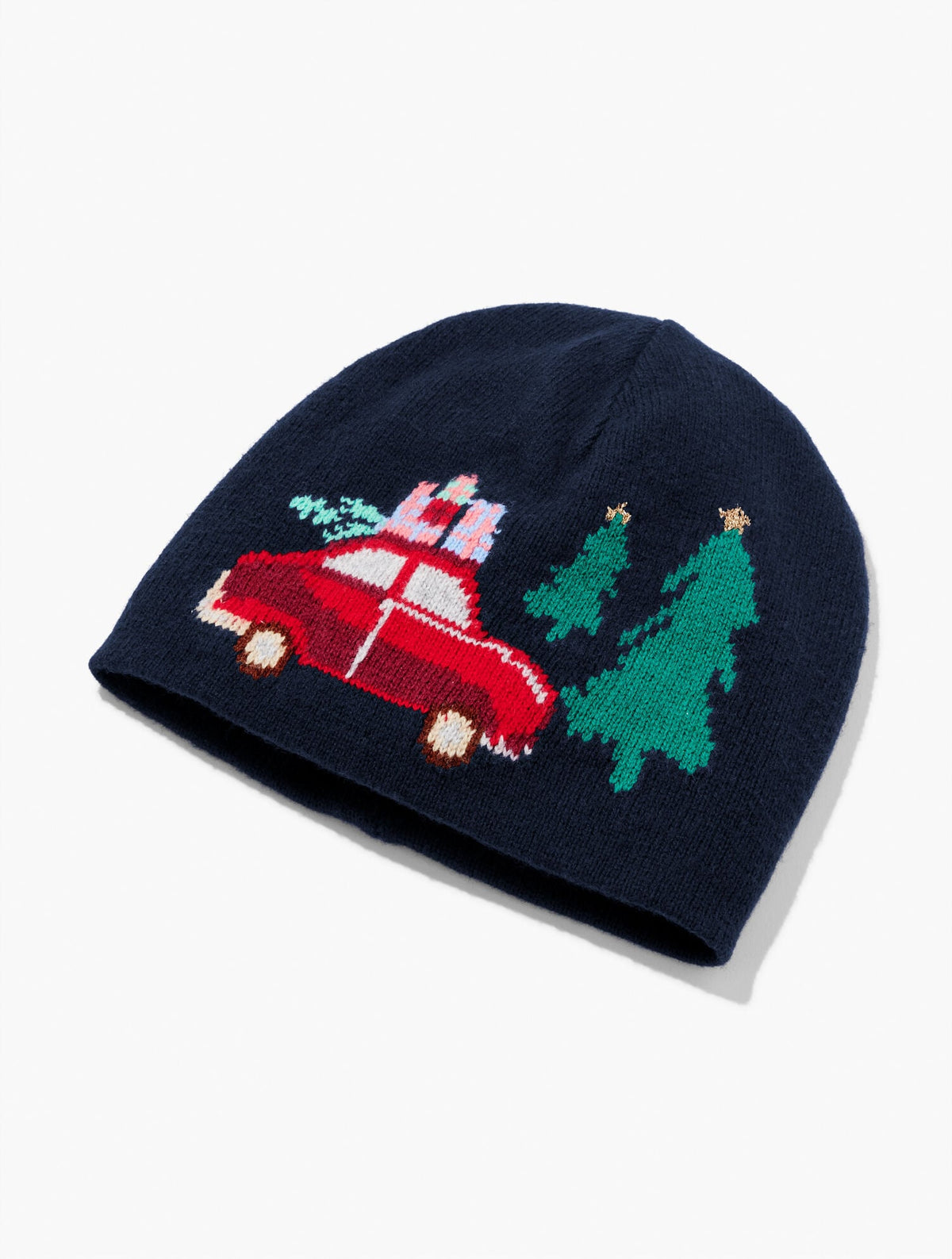 INDIGO BLUE MULTI CAR WITH TREE BEANIE | Talbots sale